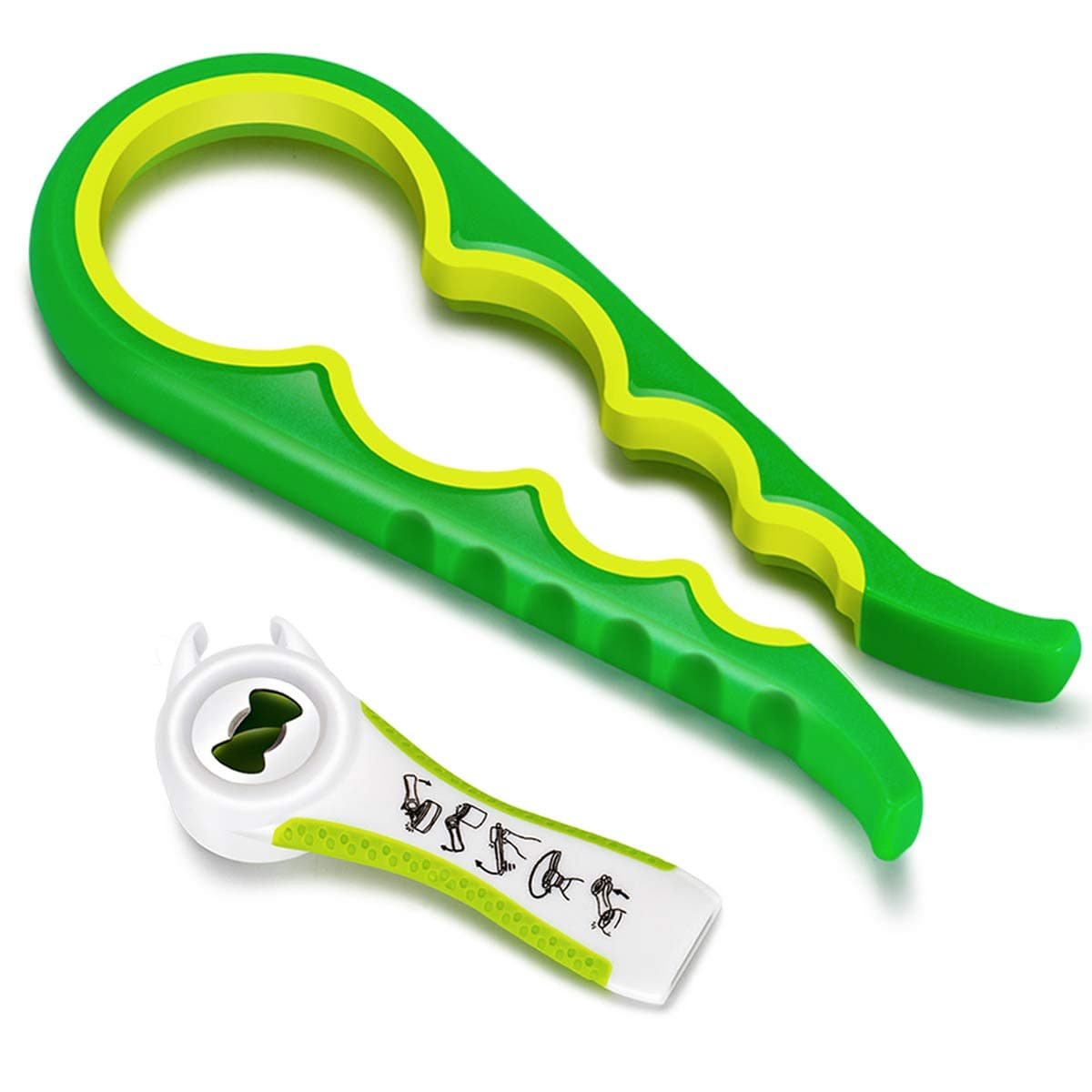 Jar Opener, Bottle Opener and Can Opener Set, Multi Kitchen Tool for Weak Hands with Non-Slip Handle, Opener Matching with Variety of Seals & Lids and More Versatile Than Wall Mounted Beer Opener