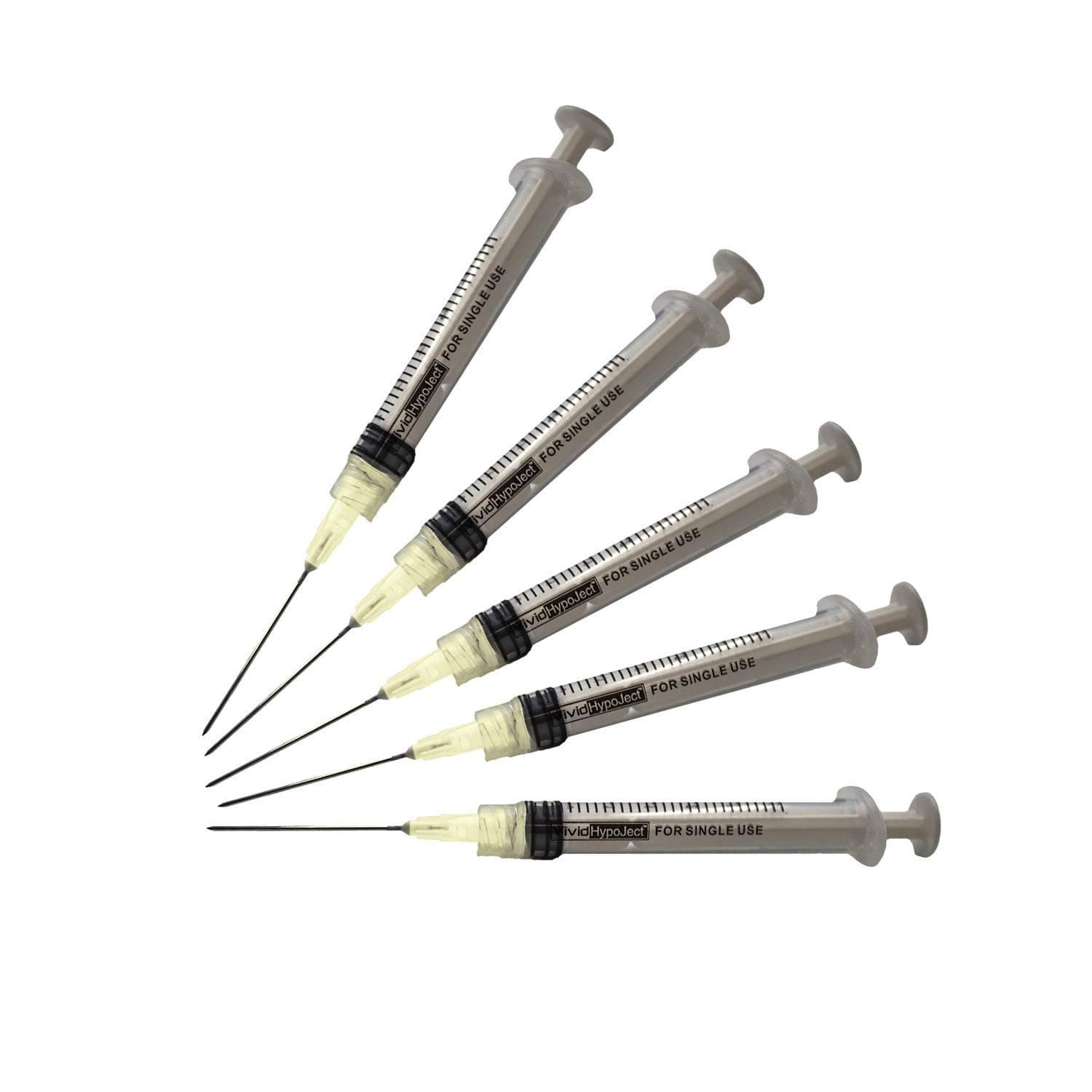 Vivid Hypoject Syringes with Needles - 3 cc Syringe with 22g x 1 inch Needle - 100 Pack