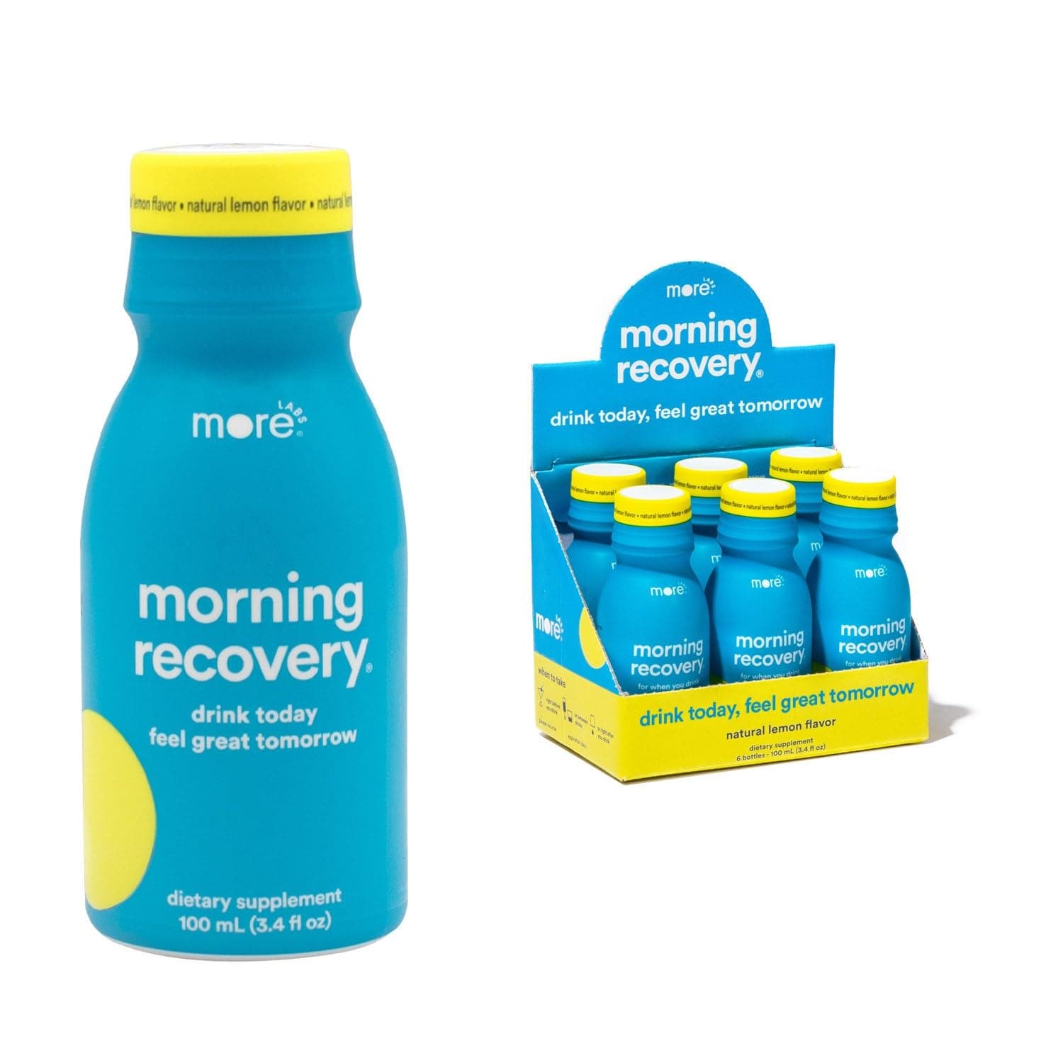Morning Recovery DHM Electrolyte, Milk Thistle Drink Proprietary Formulation to Hydrate While Drinking, Non GMO, Vegan, Gluten-Free, Original Lemon, Pack of 6