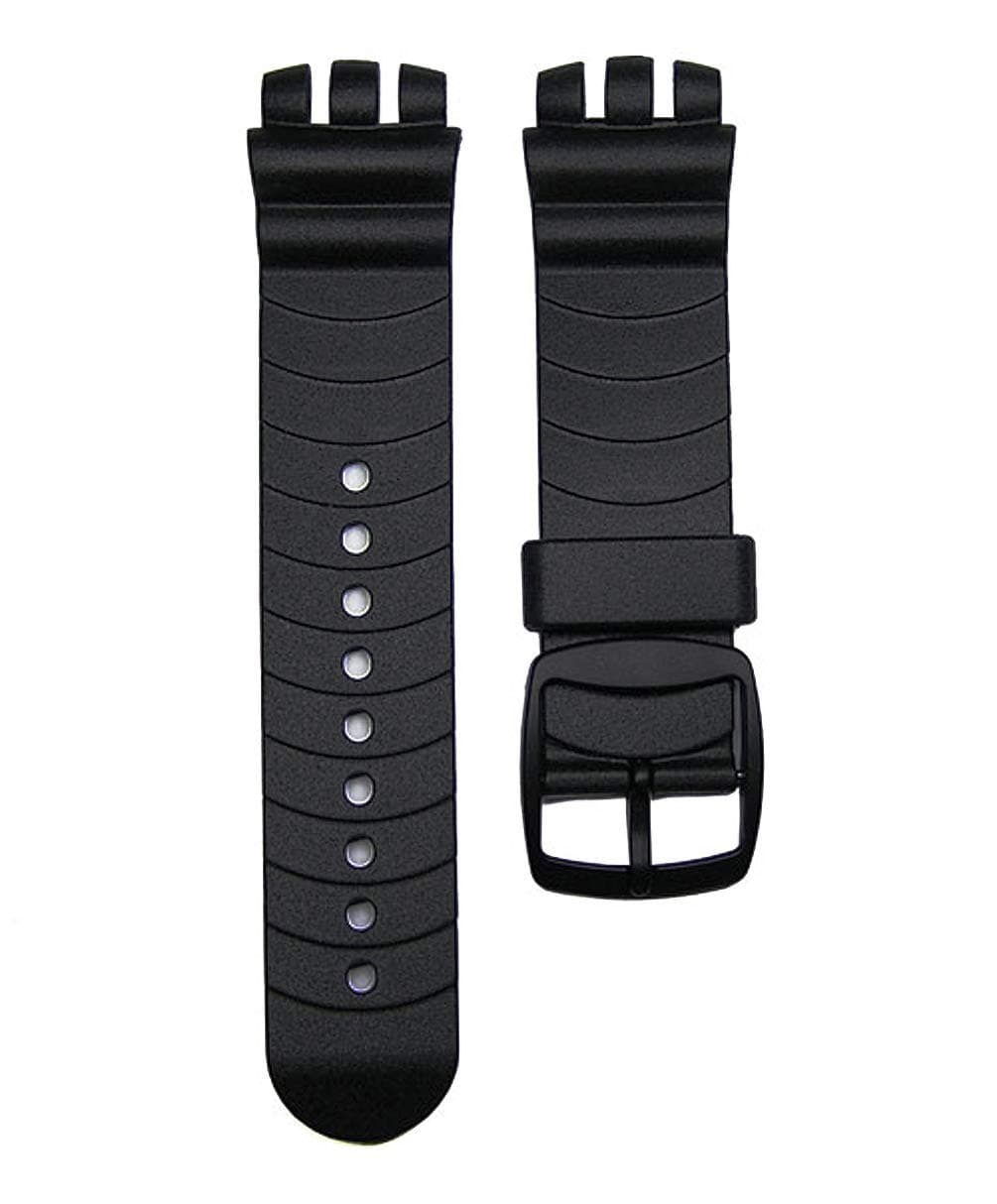 21mm Black Resin Replacement Watch Band Compatible with Swatch Irony Nabab & Irony Scuba 200 Watch
