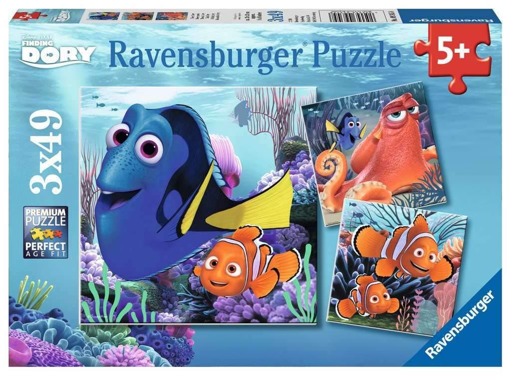 Ravensburger Disney Finding Dory Set of 3 49 Piece Jigsaw Puzzles for Kids – Every Piece is Unique, Pieces Fit Together Perfectly