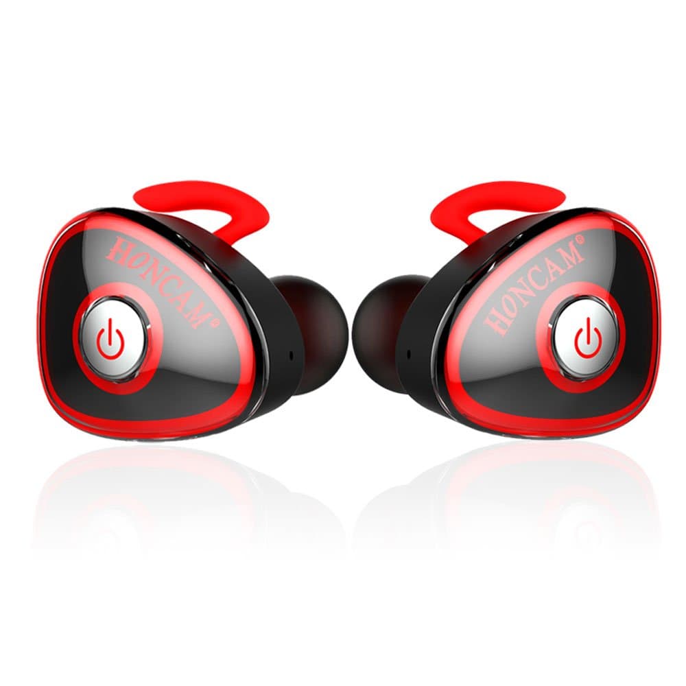 True Wireless Earbuds Bluetooth4.1+EDR Surround Earphone Mini Portable Noise Cancelling In-Ear Sport Earbuds With Mic For iPhone7 6 6S Plus Samsung Huawei Sony ONE PAIR-Red