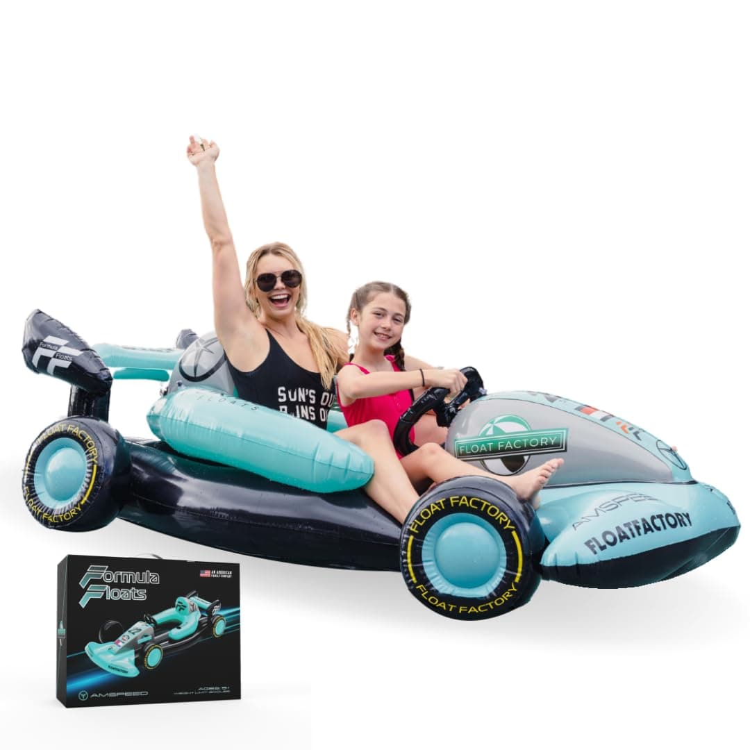| Formula Float | Race Car Winter Sled & Pool Float for Adults, Kids & Family | Giant Inflatable Toy Floatie | Summer & Winter Accessory | Durable & Heavy Duty Lounger