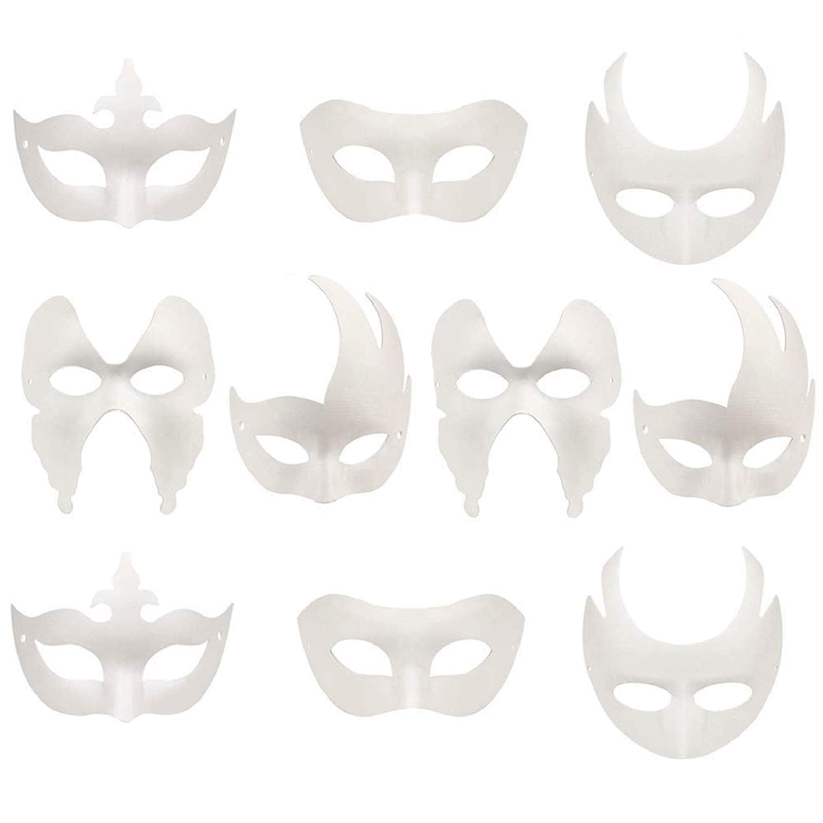Xinlie White Mask Unpainted, DIY Masks Masked Ball Party Mask Anonymous Masks for Painting Kids for Halloween Carnival Cosplay Hand Painted Design Mask (10 Pieces)