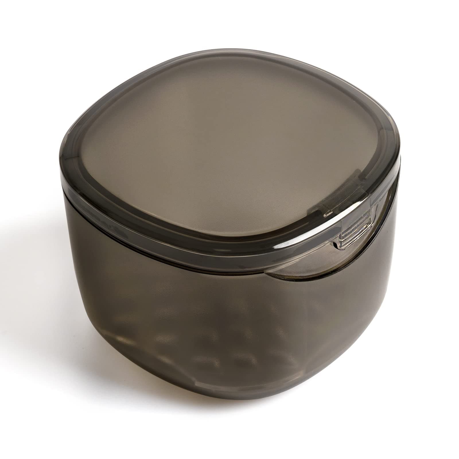 2022 Upgraded Denture Bath Box Cup, Retainer Cleaning Box, Complete Clean Care for Dentures, Clear Braces, Mouth Guard, Night Guard & Retainers (transparent grey)