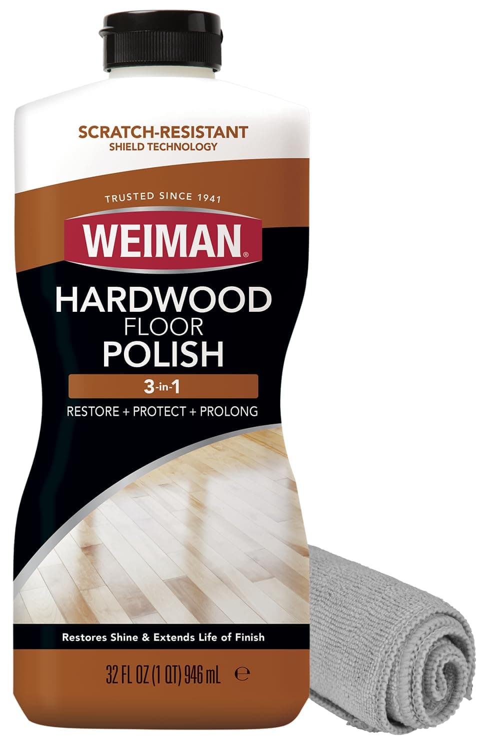 Weiman Wood Floor Polish and Restorer 32 Oz Bundle - High-Traffic Hardwood Floor, Natural Shine, Removes Scratches, Leaves Protective Layer