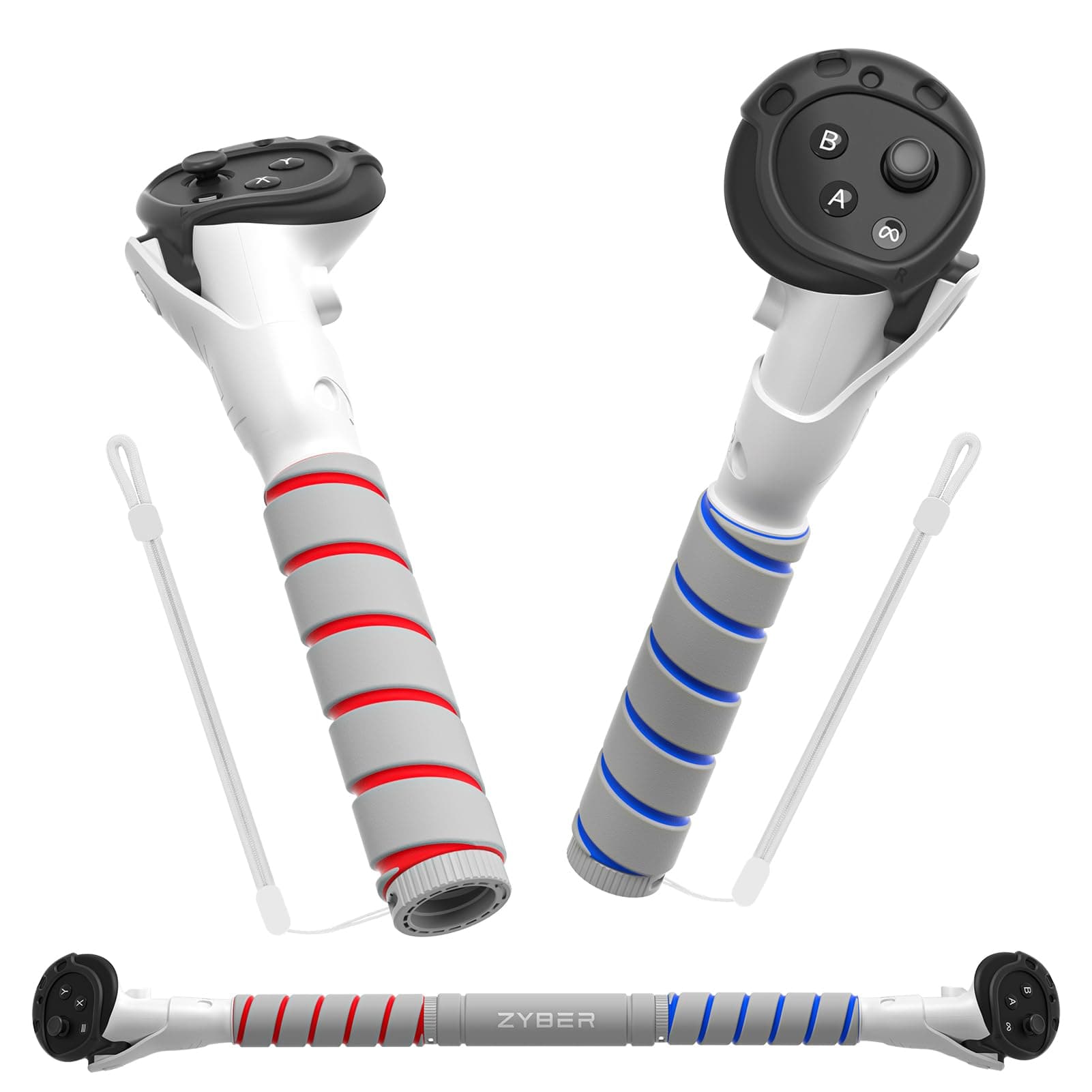 ZYBER Gorilla Tag Extender for Meta Quest 3S/Quest 3 Controllers, Beat Saber Handle, Golf Club Accessory, VR Gamer Grip, VR Joystick Extension Grip for Quest 3S/3 Enhanced VR Gaming Accessory