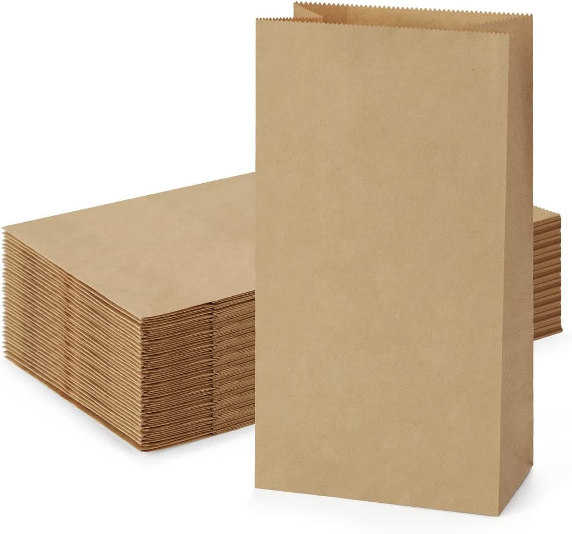 RANUR Food Grade Square Bottom Paper Bags for food packing or Flat bottom Carry bags for Gifting Disposal bags for Size 6 X 4 X 11.5 Inches Color Brown Paper Bags (50)