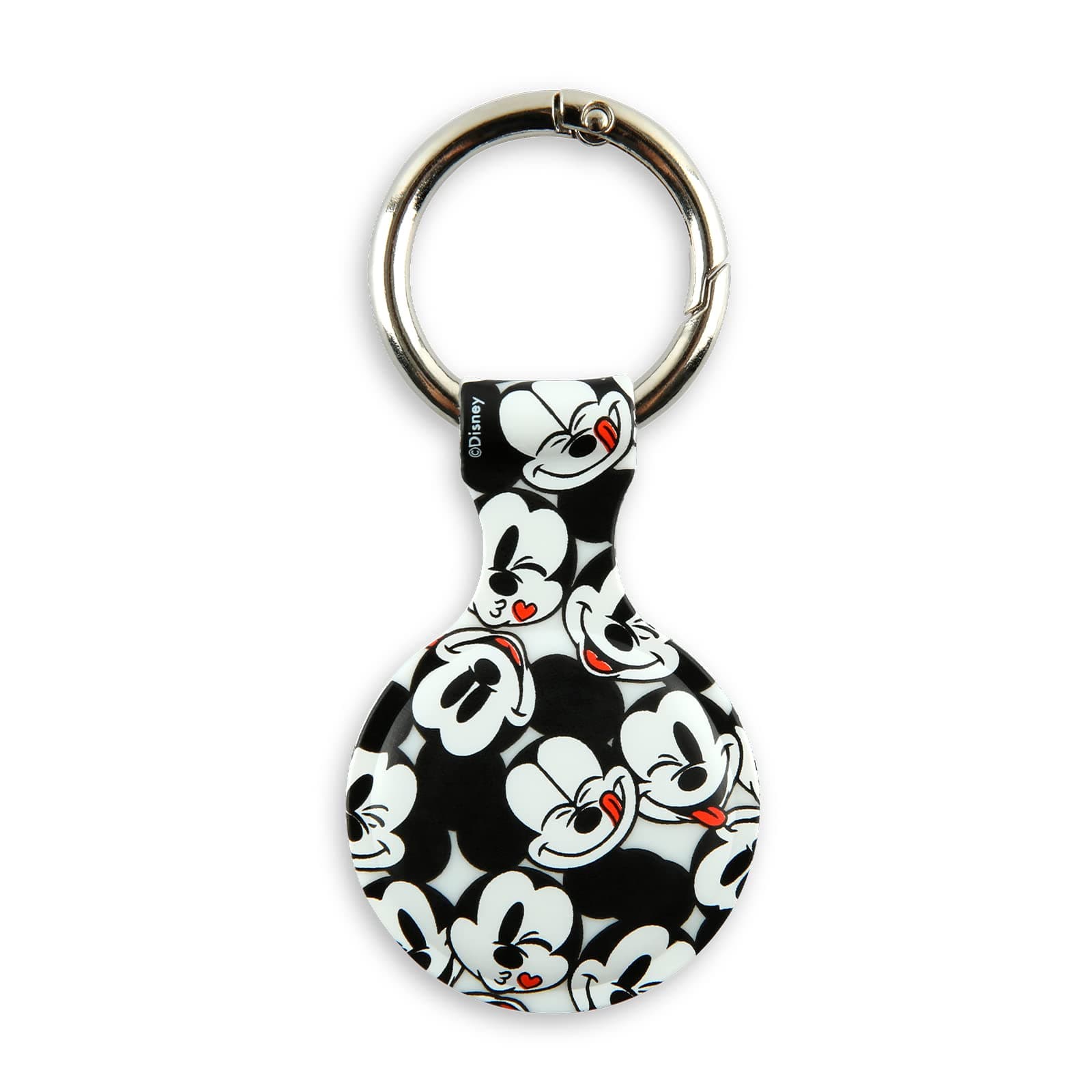 IJOY Disney Mickey Mouse Holder for Apple AirTag - Protective Tracker with Keychain for Dog, Bags, Keys - Disneyland Essentials and Holiday Gifts, Mickey Faces, Default