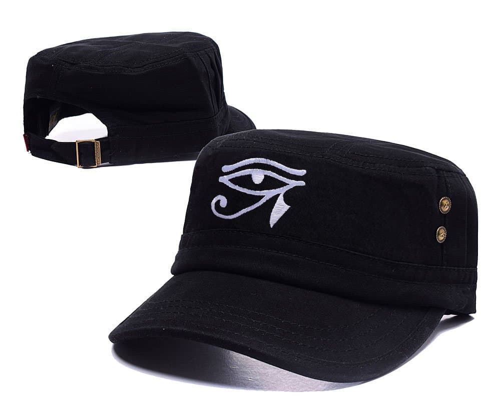 Carrie Egyptian Hieroglyphic Eye of Horus Embroidery Leisure Flat Hat Fitted Cap