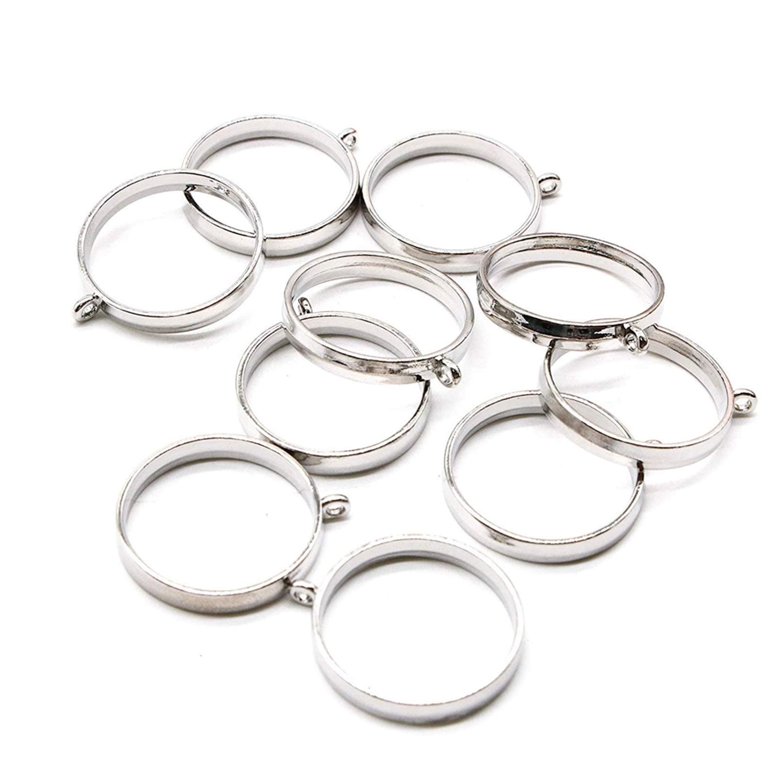 Round Open Back Bezel,EVNEED 20 pcs 25mm Zinc Alloy Round Frame Pendant Open Back Frame with 1 Loop for Jewelry Making,Silver
