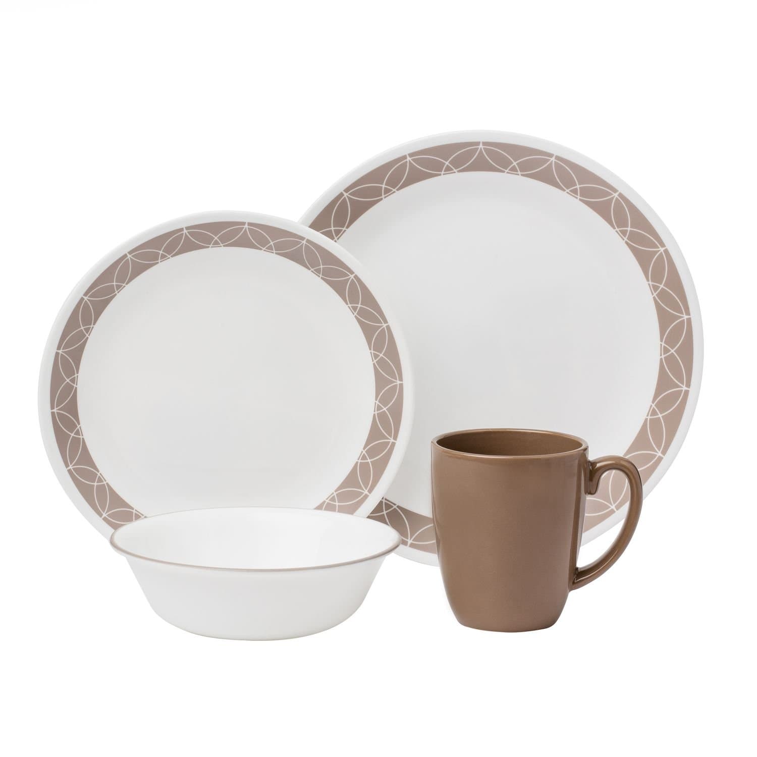 Corelle Livingware 16-Piece Dinnerware Set, Sand Sketch, Service for 4