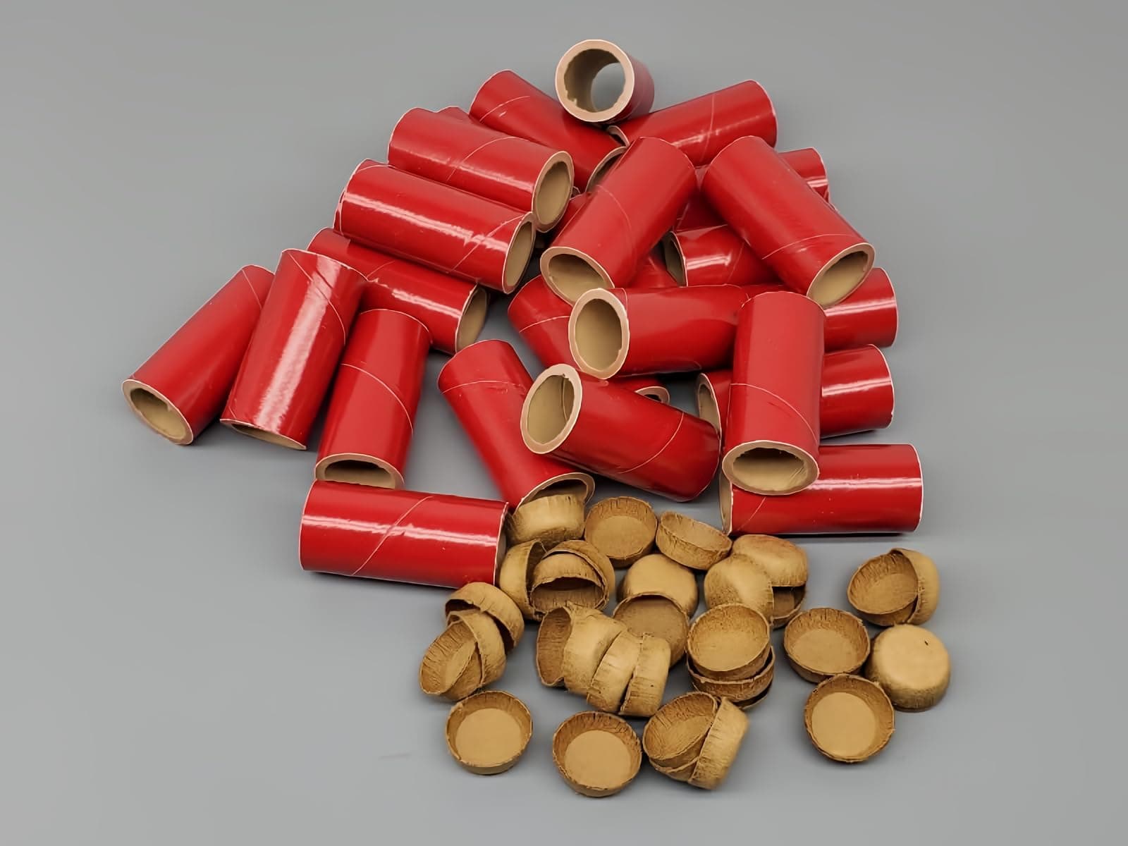 25 M80 Fireworks Gloss Red Pyro Tubes and End Plugs 9/16" x 1-1/2" x 1/16"