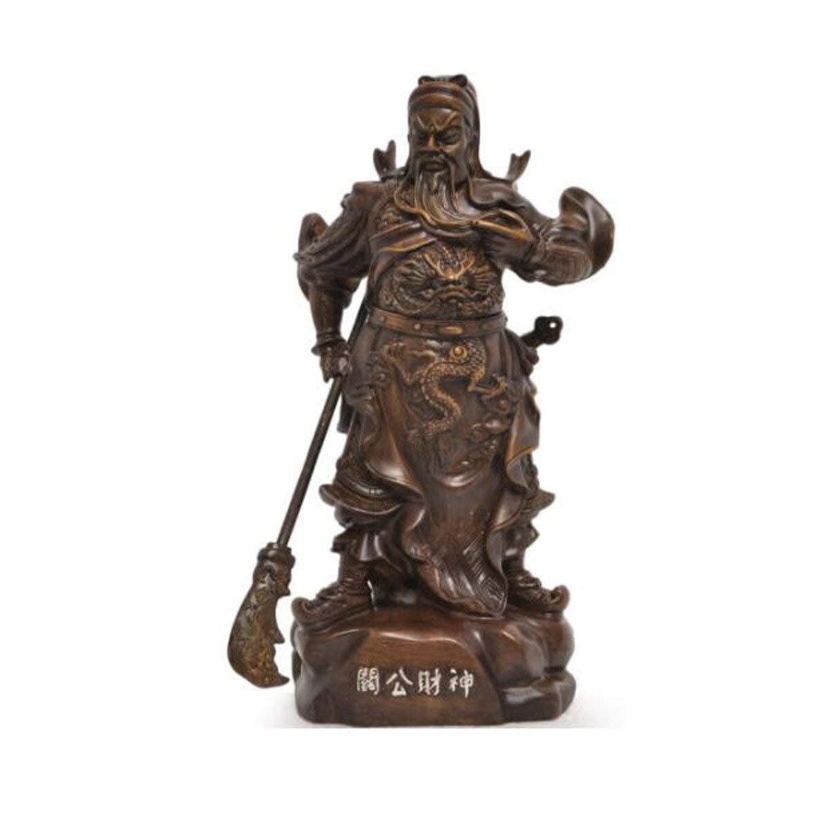 LI FANG-ZD Lucky Fortune Decorations Guan Erye Buddha Statue Heng Kuan Guan Yu Wu Cai Shenye Home Dedication Opening Gift Wood Grain 15# Latest style (Size : 15#)