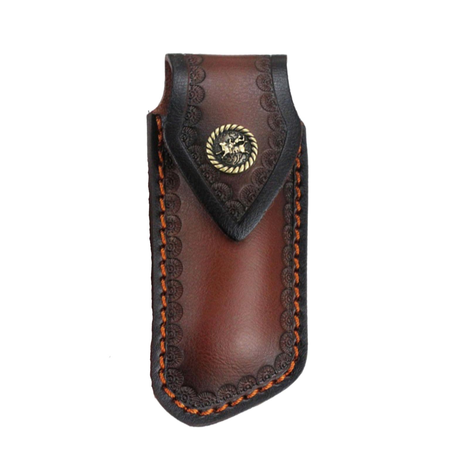 Shop Knife Sheaths, 5.1" Pocket Knife Sheath for Belt, Leather Knife Sheath for Belt, Pocket Knife Holder, Leather Sheath Folding Knife (Large)