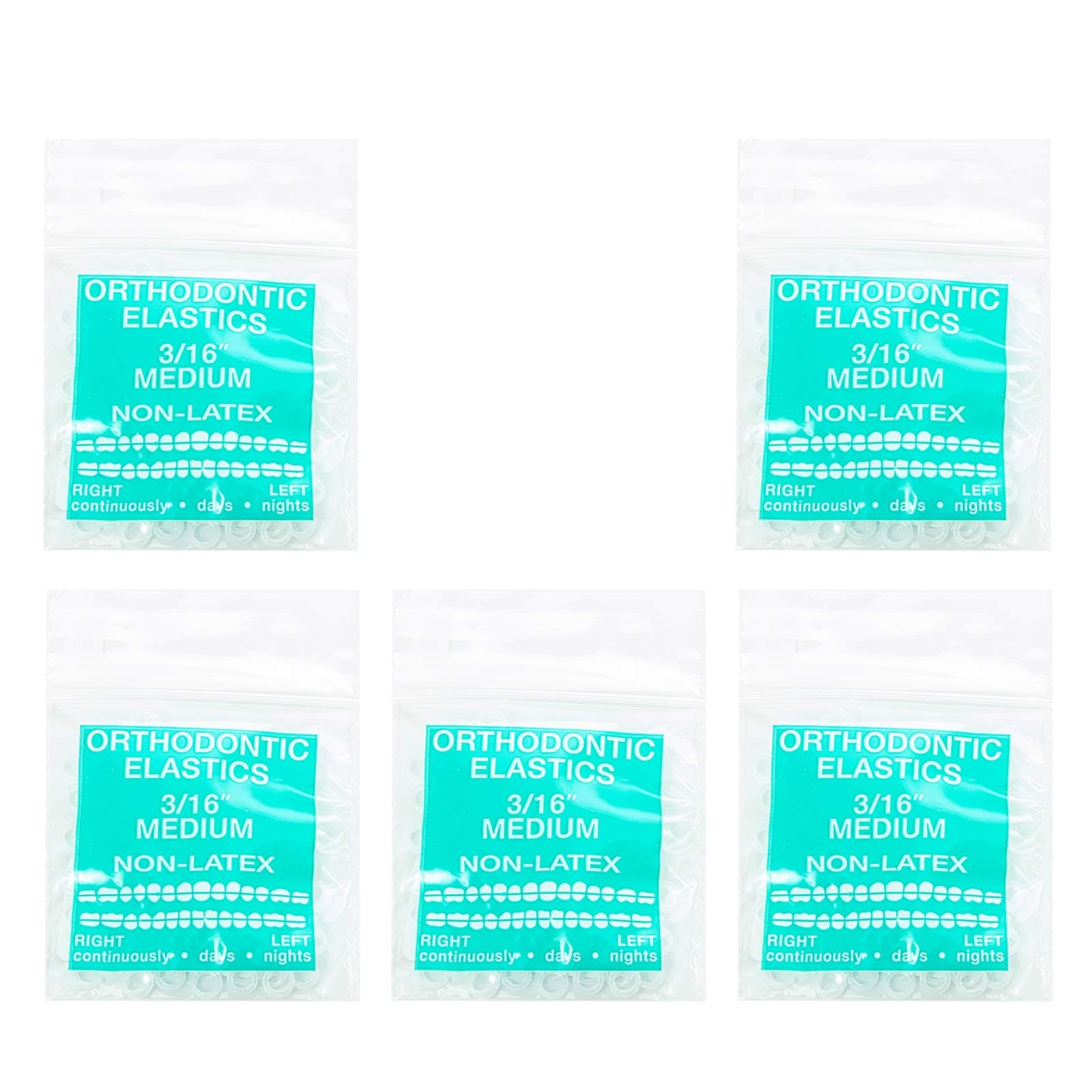 JMU Orthodontic Elastics 3/16 Medium, 500 pack Intraoral Rubber Bands Latex Free Dental Rubber Bands Made in USA