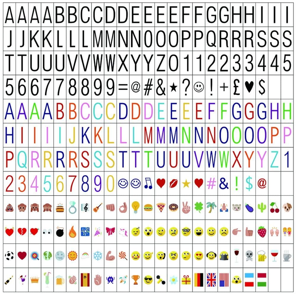 270pcs Letters for Light up Box Sign, LED light up board letters, Numbers, Symbols and Emojis for Cinematic Light Message Box