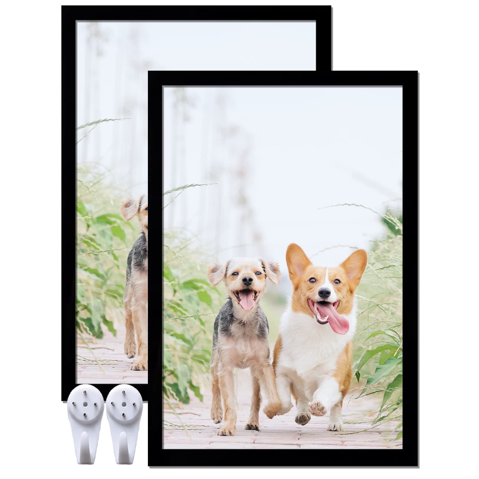 icariery 16x24 Picture Frame Set of 2, Black Photo Frames High Transparent Wall Gallery Desktop Horizontal Vertical for Canvas Collage Photo Poster Certificate 16 x 24 inches