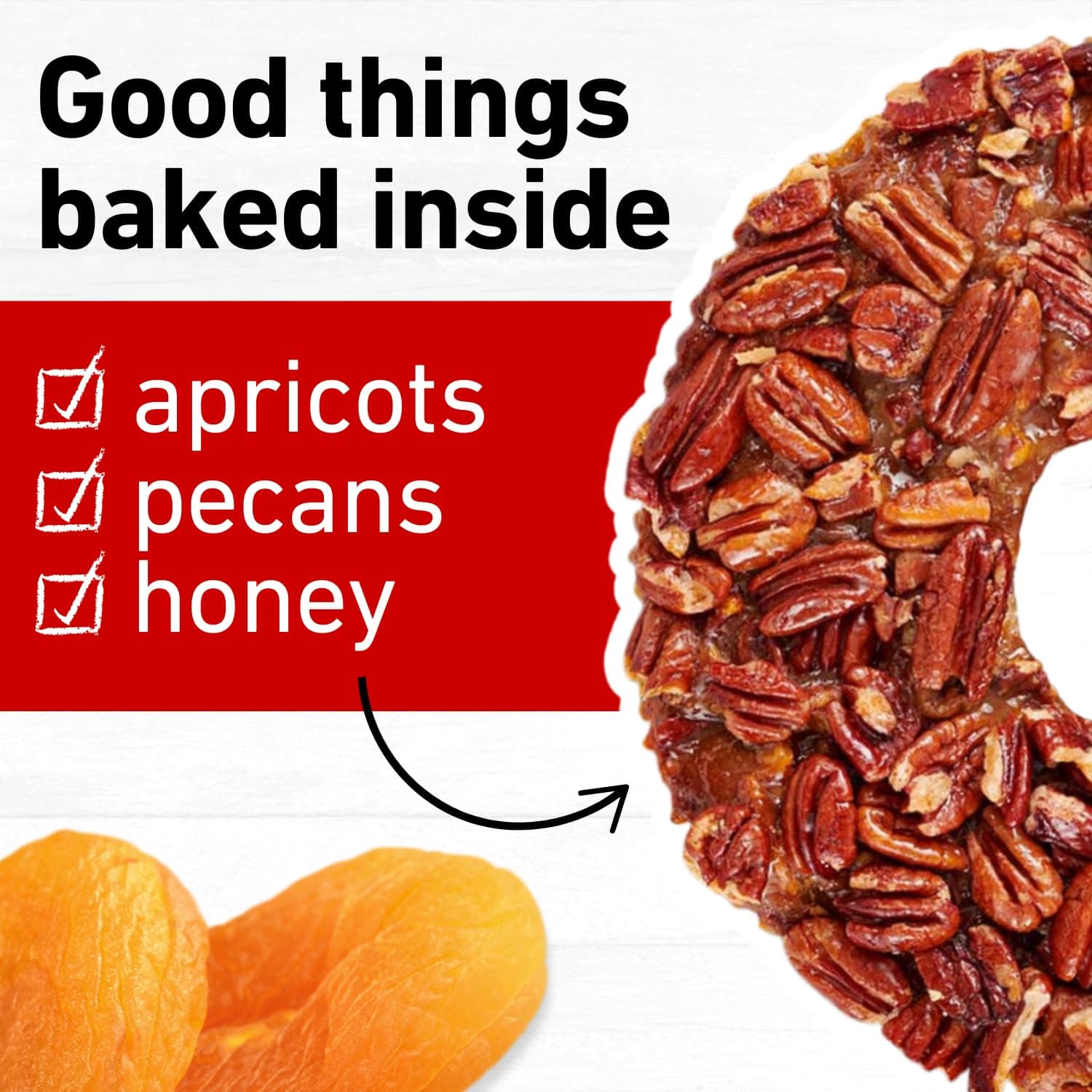 Collin Street Bakery Apricot Pecan Cake (1 lb 14 oz) in Collectible Gift Tin - 113 Regular Size 7” Cake with Pecans, Apricots, & Honey