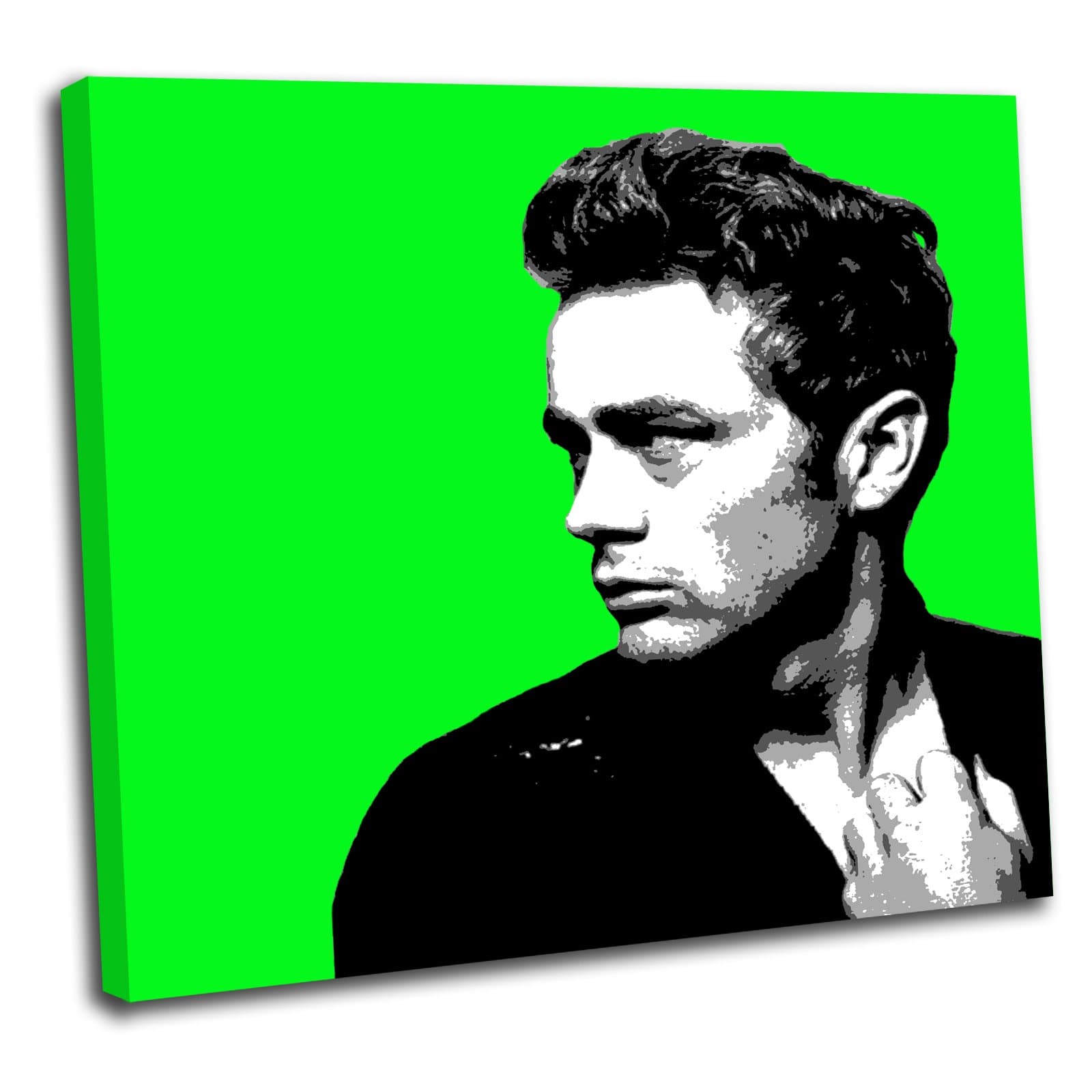 Canvas Culture - James Dean Pop Art Box Framed Canvas Art Print Picture 2 Green 50 x 50cm