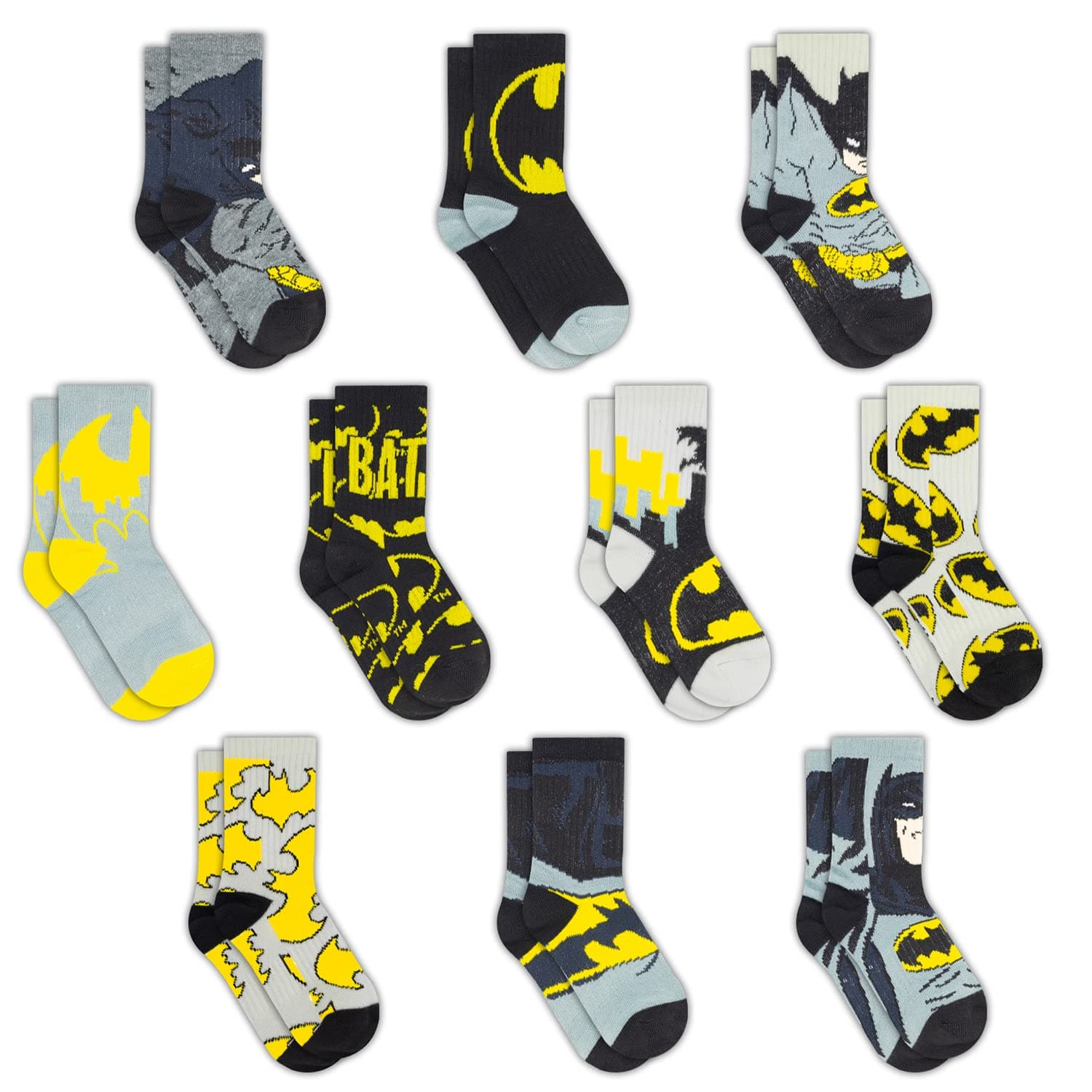 DC Comics Boys Socks - 10-Pack Toddler Socks with Batman, Superman, Wonder Woman & Flash