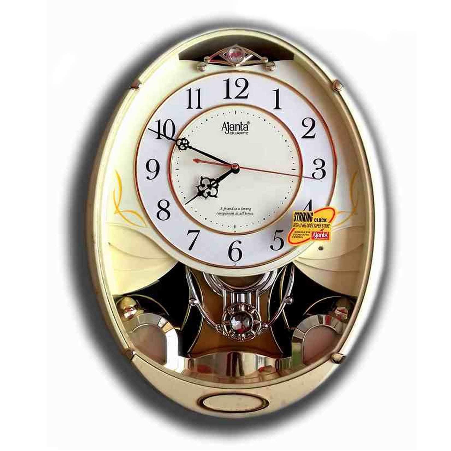 Ajanta Musical Oval Plastic Analog Wall Clock (400 Cm X 400 Cm X 70 Cm, Ivory)