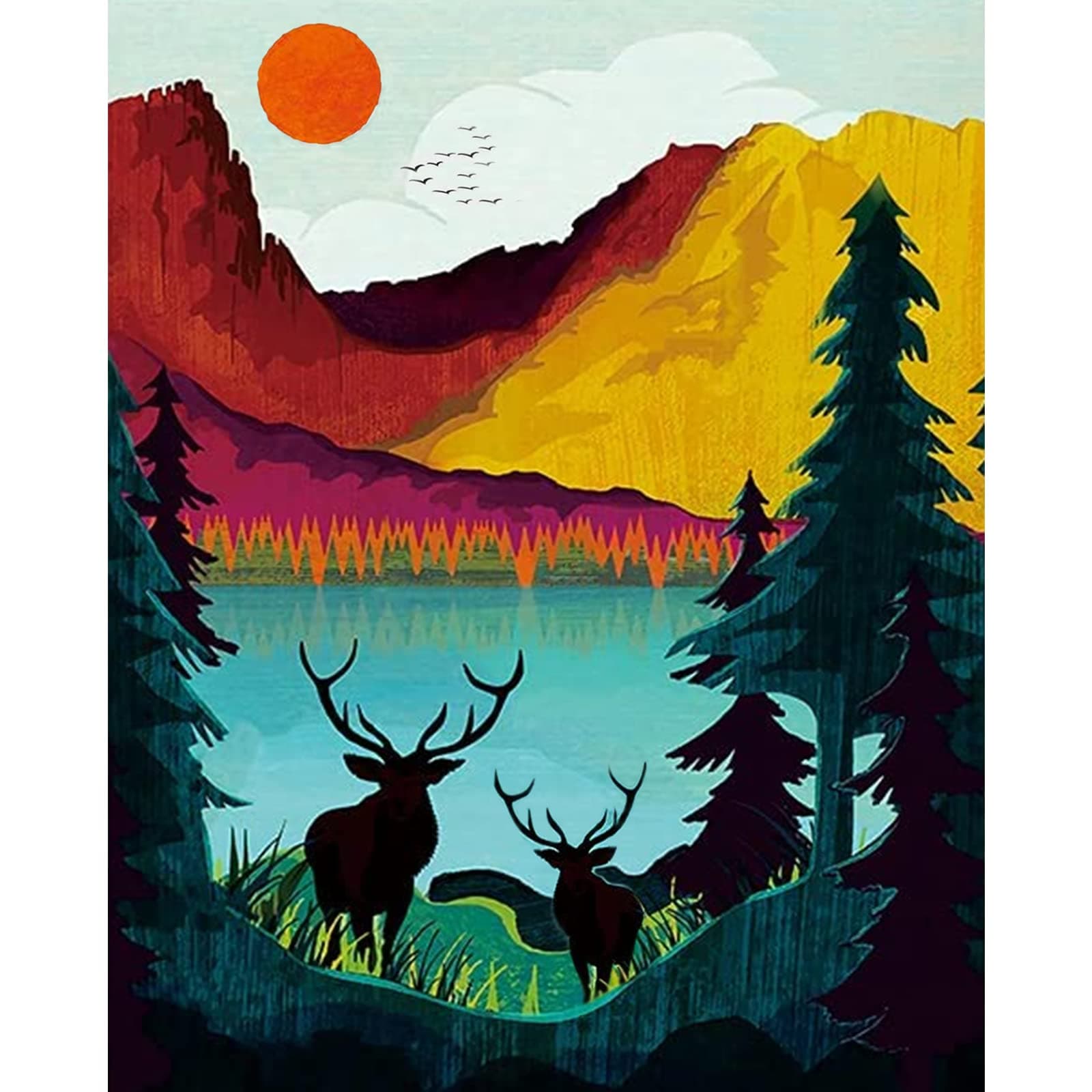 Tucocoo Framed Paint by Numbers Kits with Brushes and Acrylic Pigment DIY Canvas Painting for Adults - Rocky Mountains National Park Landscape Picture Arts Crafts for Home Wall Decor (16''x20'')