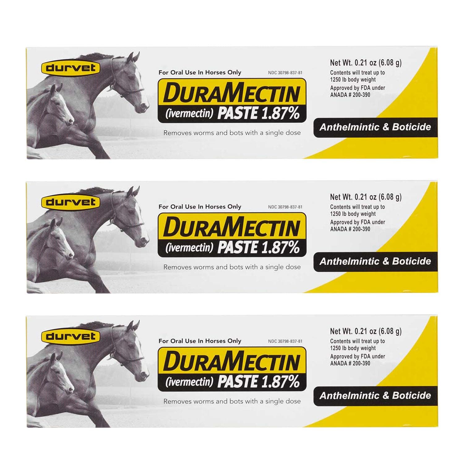 Duramectin Equine Wormer Paste - 3 Tubes