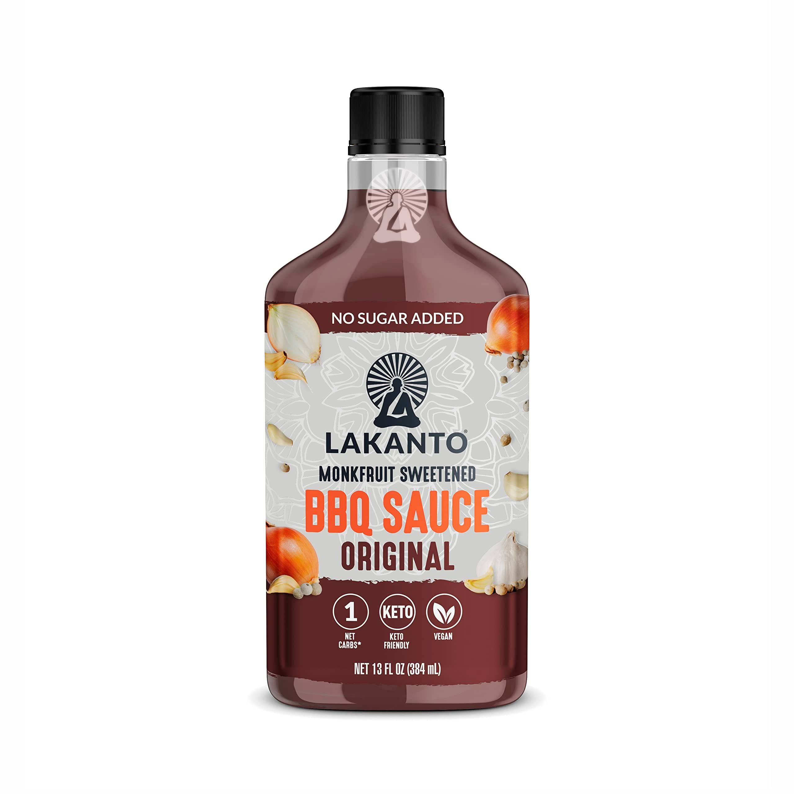 Lakanto BBQ Sauce - Sweetened with Monk Fruit Sweetener, Barbeque Sauce for Grill, No Sugar Added, Natural Smoke Flavor, Keto Diet Friendly, Vegan Condiment (Original - 13 fl oz)