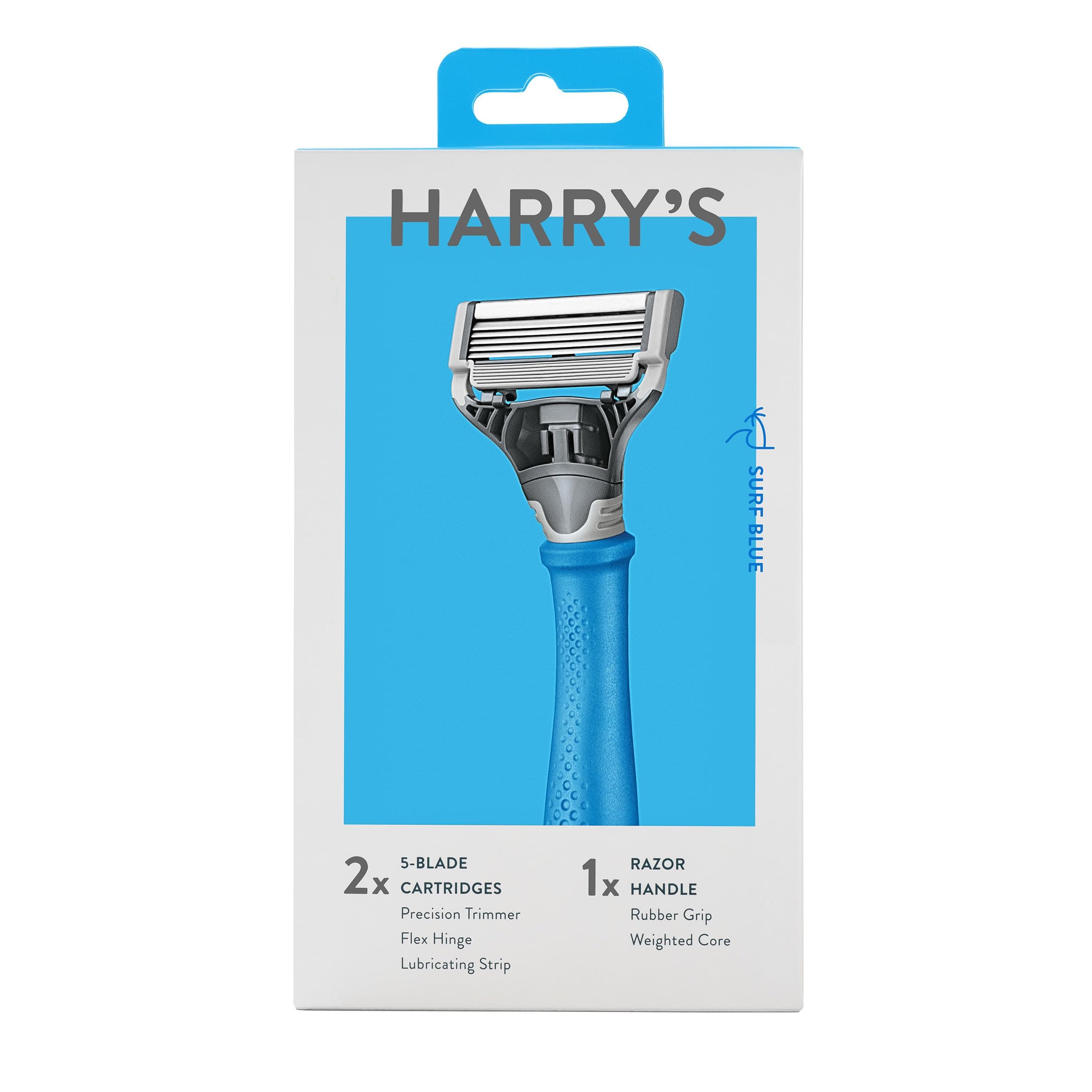 Original Razors for Men - Two 5-Blade Cartridges and 1 Razor Handle - German Engineered - Surf Blue Edition