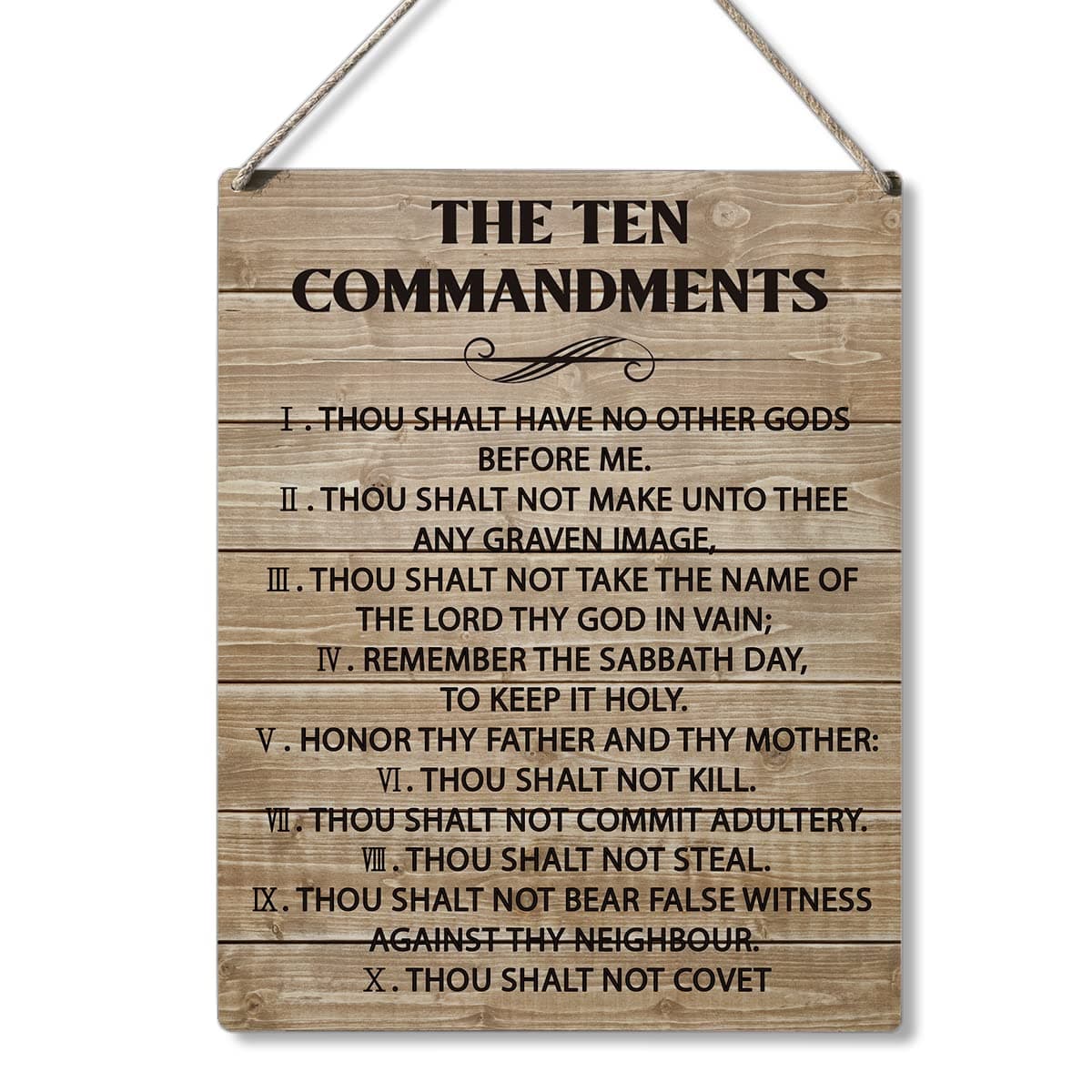 Qious Inspirational Signs Gift Farmhouse the Ten Commandments Thou Shalt Have No Other Gods Before Me Wooden Hanging Sign Rustic Wall Art Home Office Living Room Decoration 10 x 8 Inches…