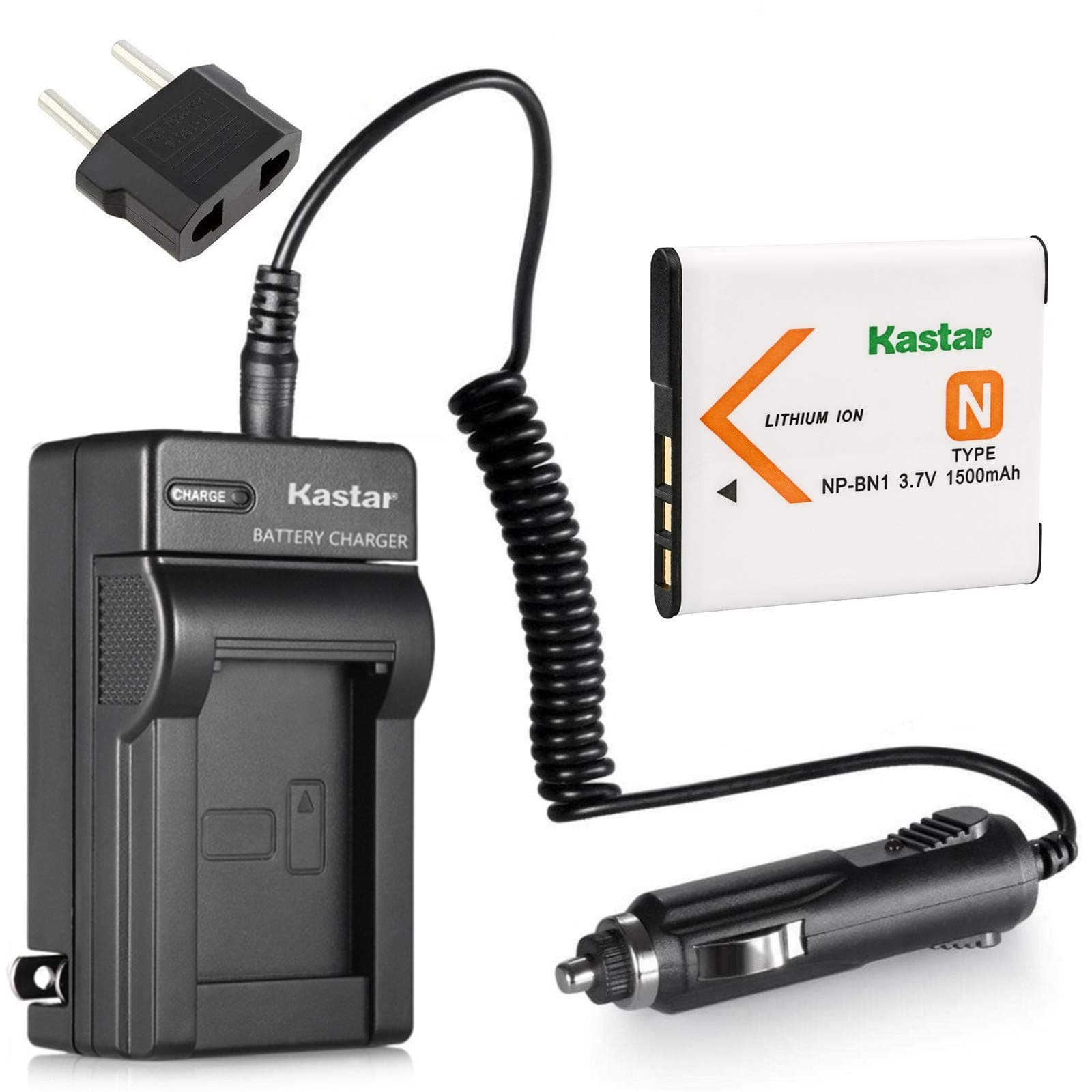 Kastar Battery and Charger for Sony NP-BN1 BC-CSN DSC-TX5 DSC-TX7 DSC-TX9 DSC-W310 DSC-W320 DSC-W330 DSC-W350 DSC-W360 DSC-W380 DSC-W390 DSC-W510 DSC-W530 DSC-W560 DSC-W570 DSC-WX5 DSC-WX9