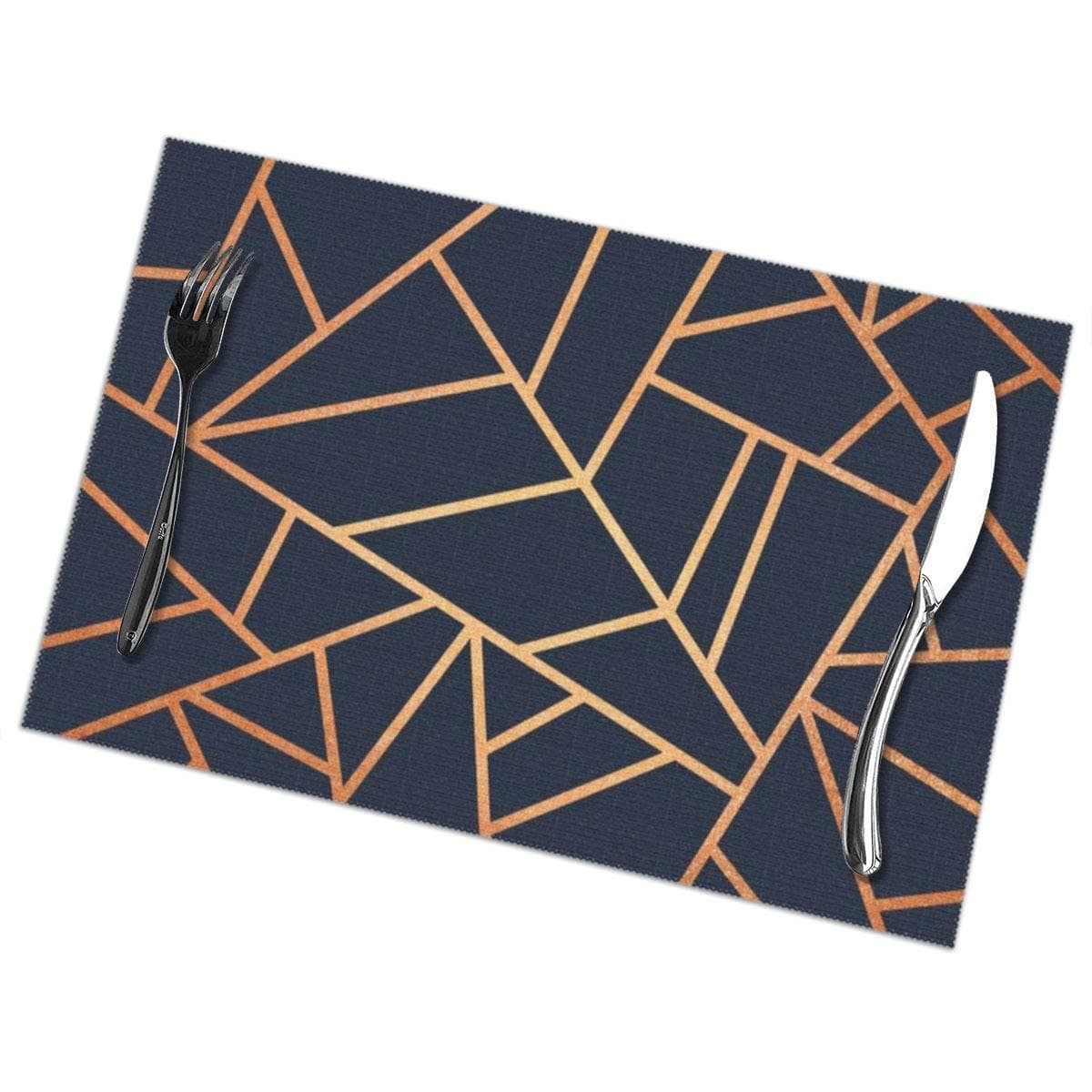 Place Mats, Dining Table Placemats Sets of 6 Heat Resistant Washable Table Mats Copper And Midnight Navy