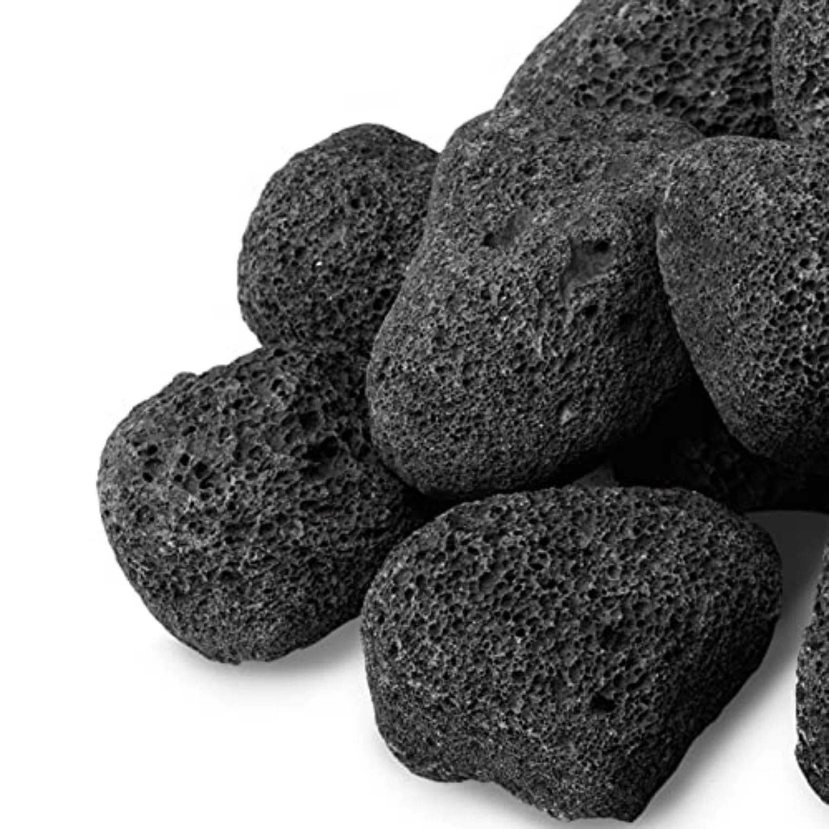 GASPRO 10 lb Large Black Lava Rocks, 1-3 Inch, Ideal for Outdoor Fire Pits, Indoor Fireplaces with Propane and Natural Gas