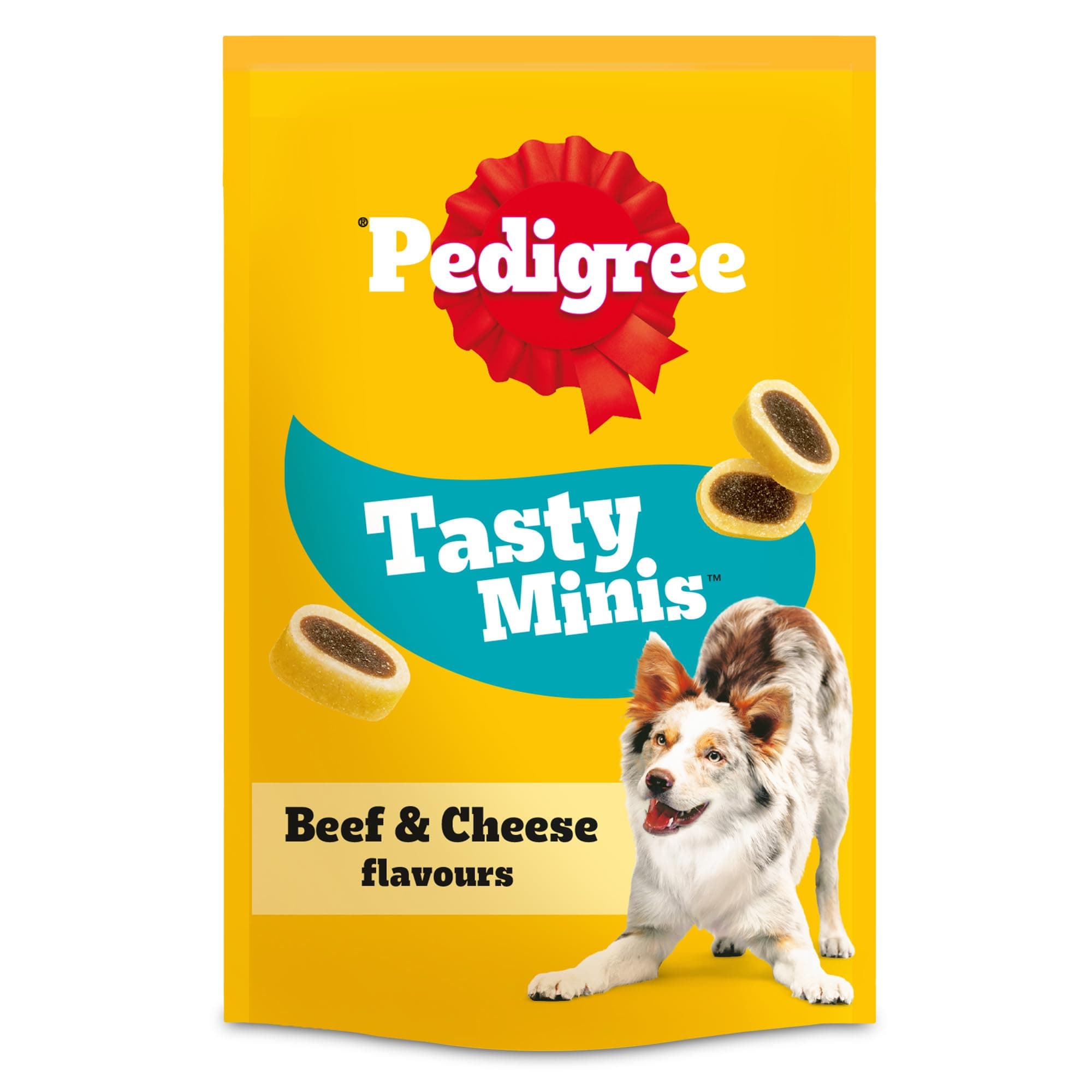 PEDIGREE TASTY MINIS Adult Dog Treats Cheese & Beef Nibbles 140g - Pack of 8, Packaging May Vary