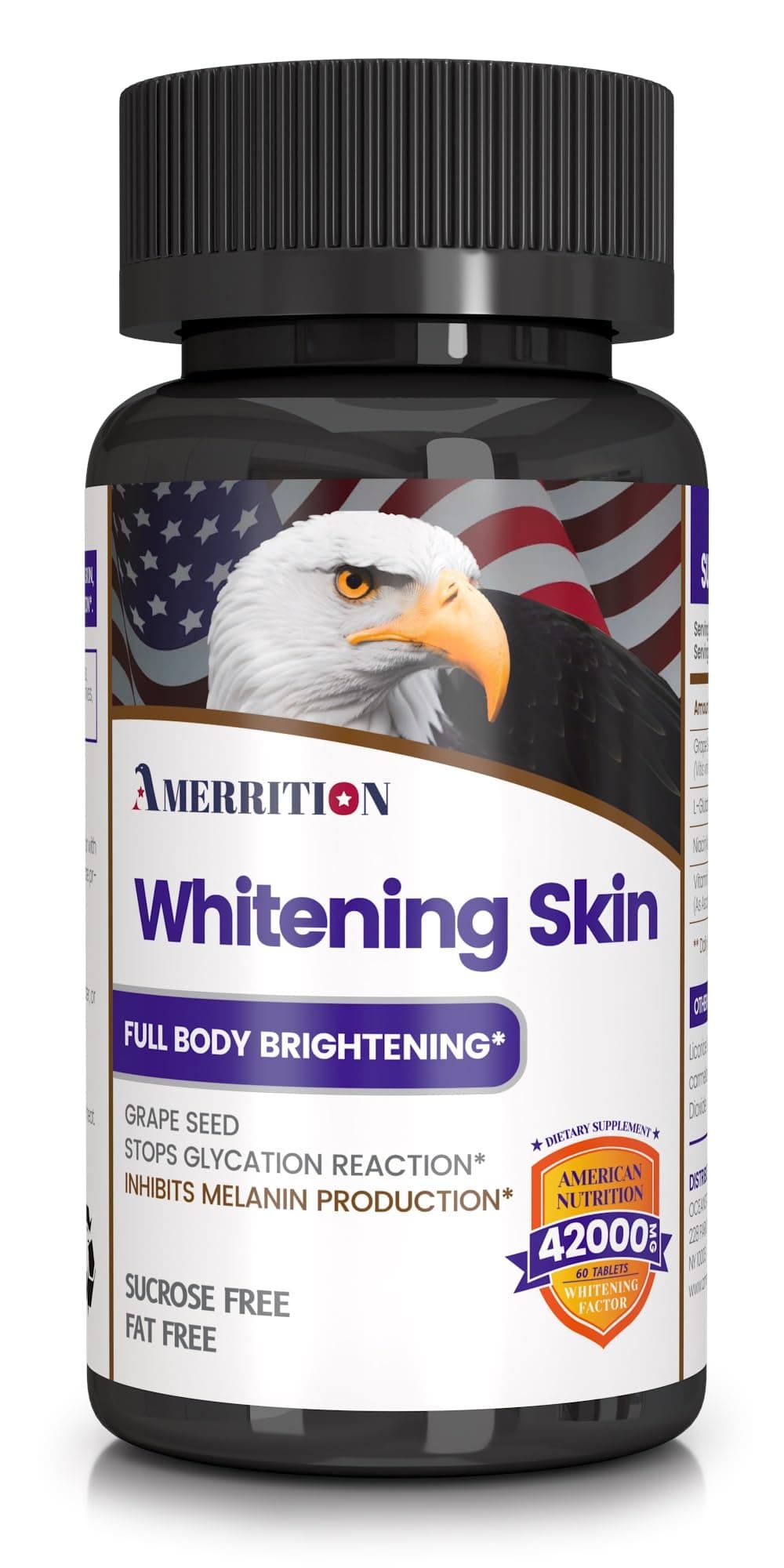 Skin Whitening Supplement Infused with Grape Seed Extract, Glutathione, Vitamin B3, and Vitamin C - 60 Tablet