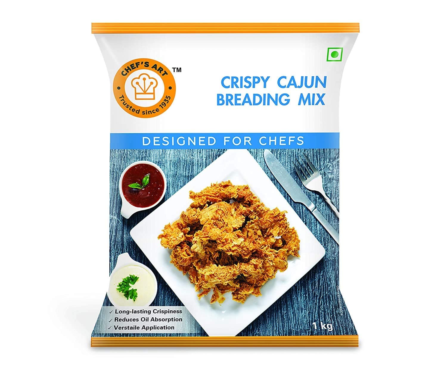 india Chef's Art Crispy Cajun Breading Mix - 1 Kg|Spicy & Crunchy Coating for Fried Chicken,Fish,Paneer & Vegetables|Restaurant-Style Cajun Seasoning Coating Mix|No MSG,Vegetarian