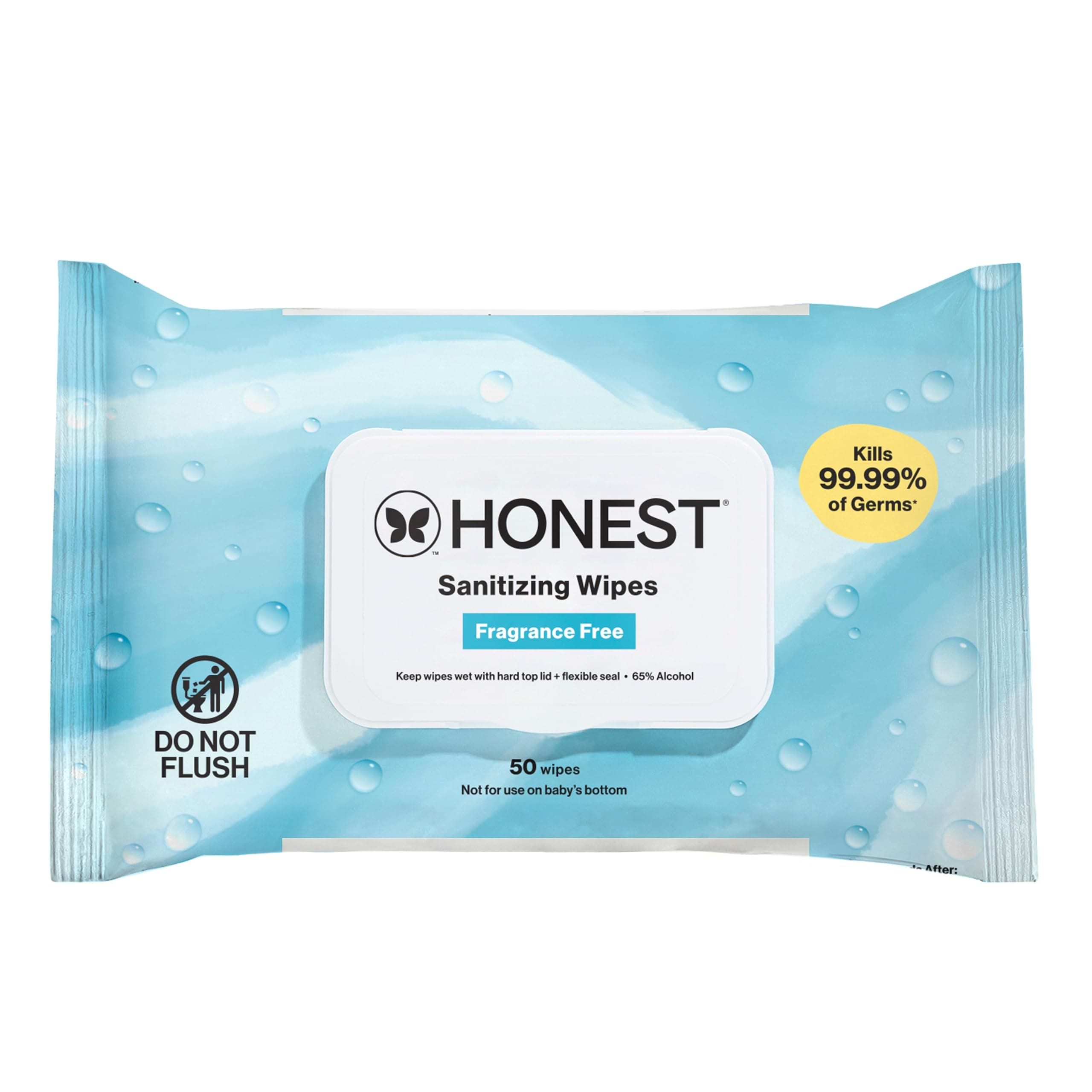 Fragrance-Free Sanitizing Alcohol Wipes, Antibacterial Safe for Hands, Kills 99% of Germs, Made With Aloe, 50 Count (1 Pack)