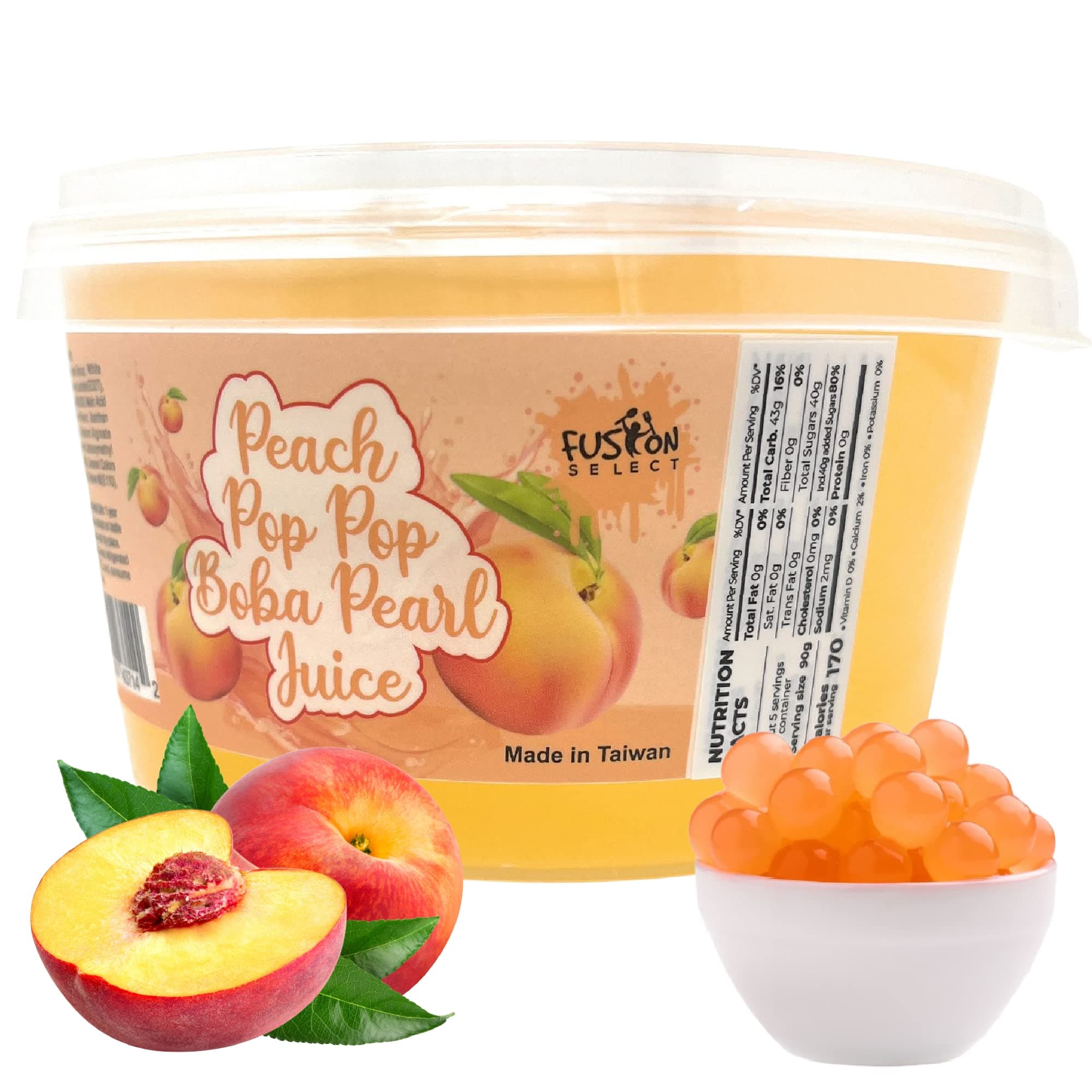 Boba Bursting Bobaz Popping Bobaz Pearls Fruit Tea Snack Toppings (490 Grams, Peach)