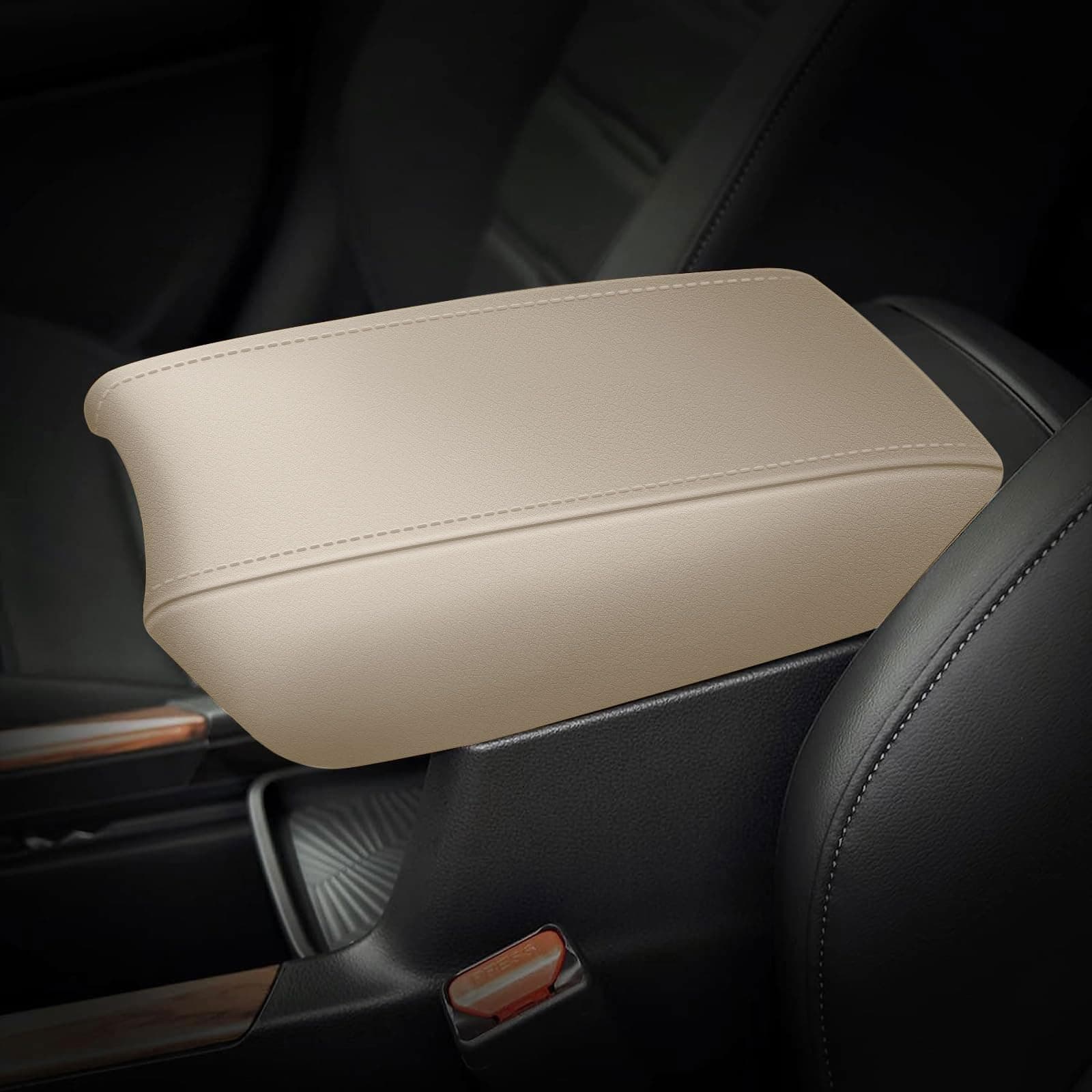 AOMSAZTO Beige Armrest Console Covers for CRV Honda 2017-2022 Leather Console Pad