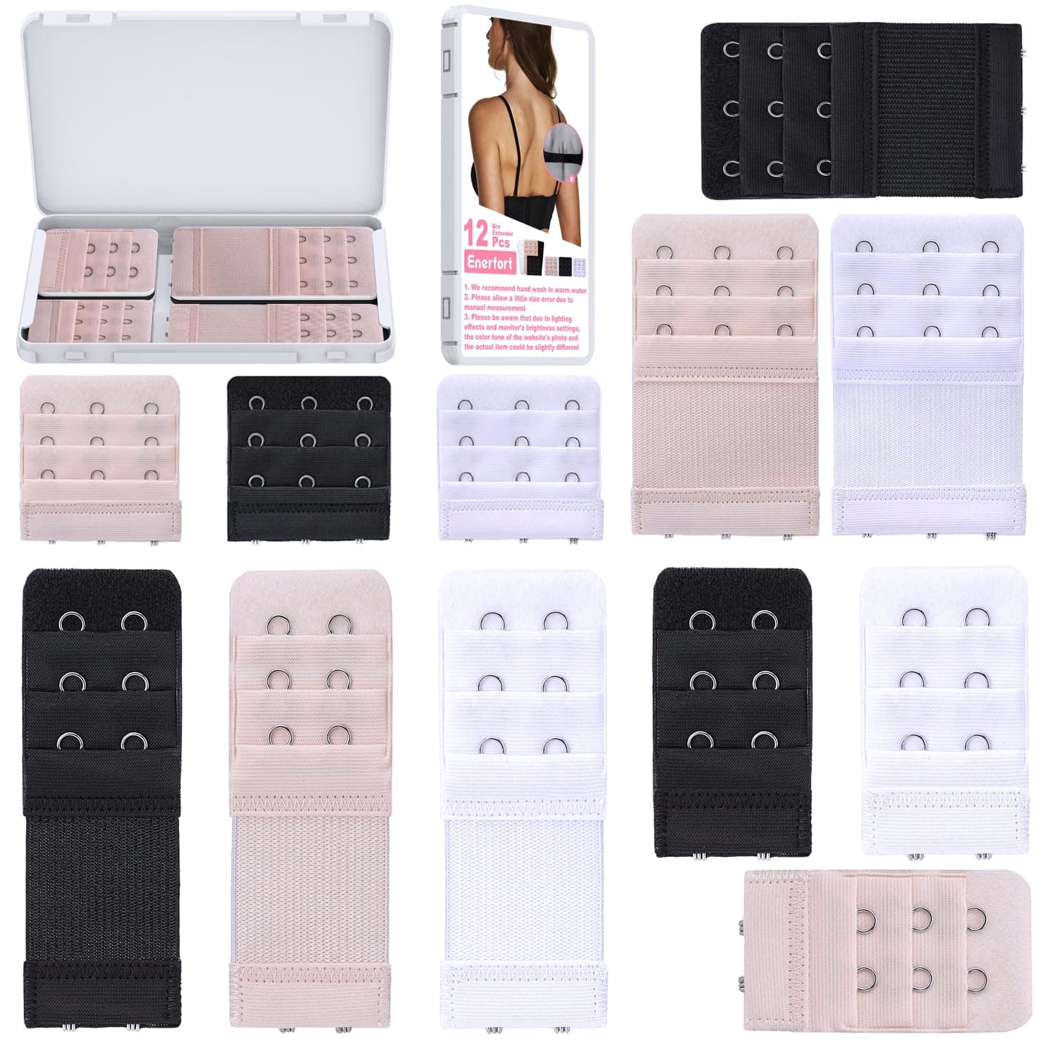 EnerfortWomen's Comfortable Bra Extender, Soft Bra Extension Strap with Case for all Bra Brassiere Models, Lady's Bra Extender