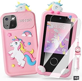 Luyiilo Kids Smart Phone Toys for Girls,Unicorn Gift Toys for Girls Ages 3-9 Christmas Birthday Gifts Mini Smart Phone Toys With 2.8" Touchscreen 16 Learning Games Dual Camera Music Player, 8G SD Card