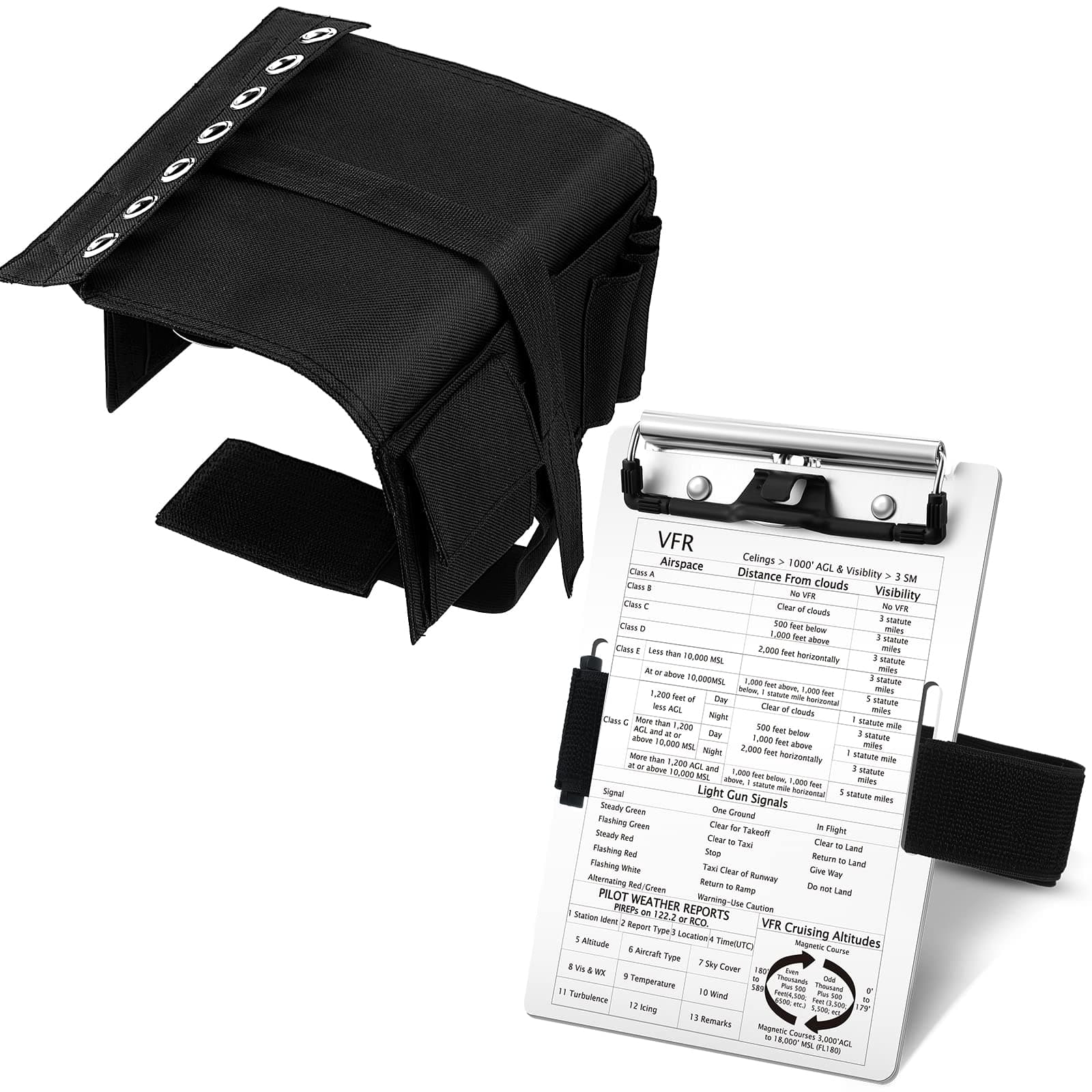 Geyee Pilot Kneeboard Aviation Knee Board Clipboard Include Aluminum Writing Board with Pen Holder Elastic Strap for Professional Pilots General Aviation