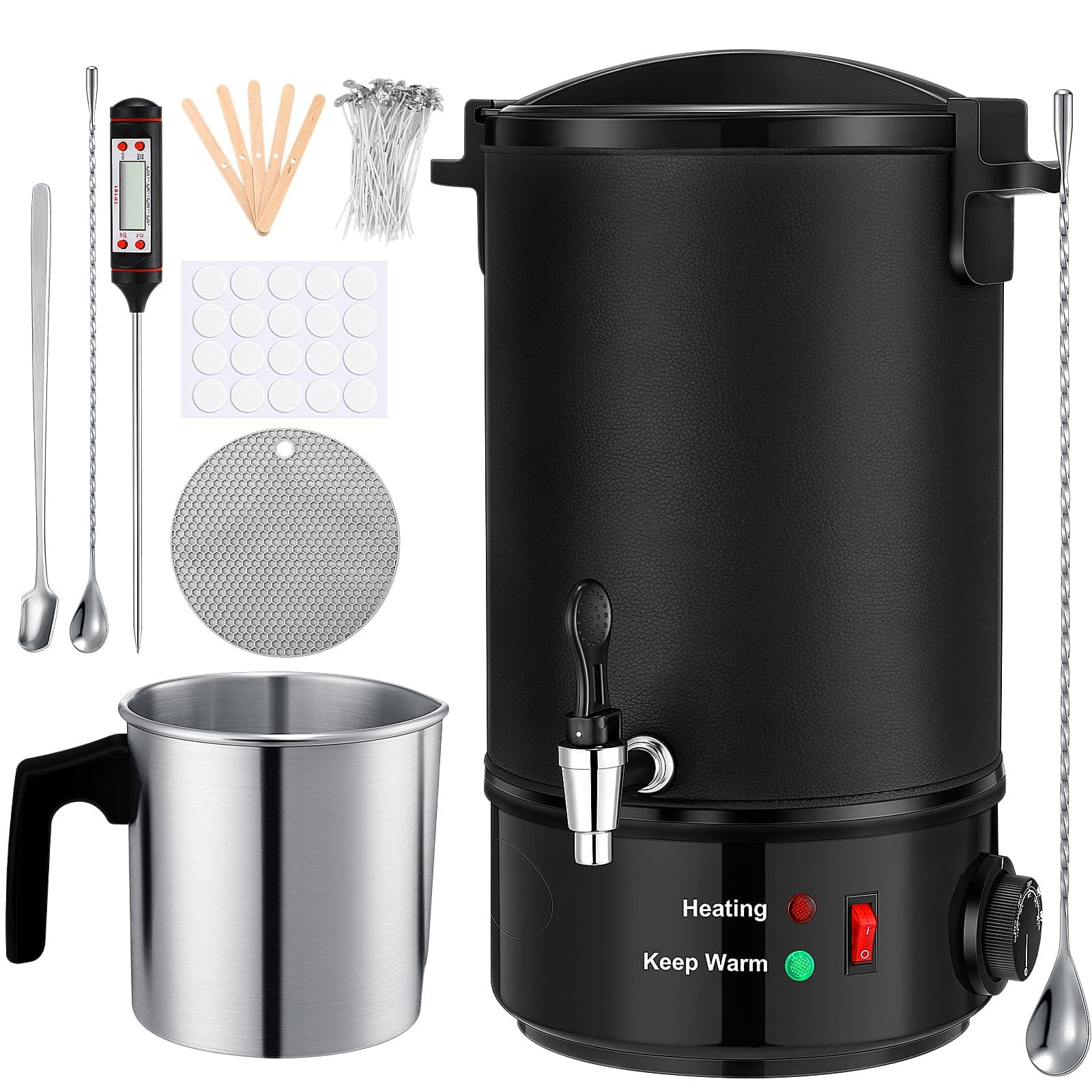 Tandefio Wax Melter for Candle Making, 8 Qts Large Electric Wax Melting Container Holds Beginner Candle Making Kit Candle Pouring Pot Easy to Clean for Candle Soap Bulk Business Home (Simple)