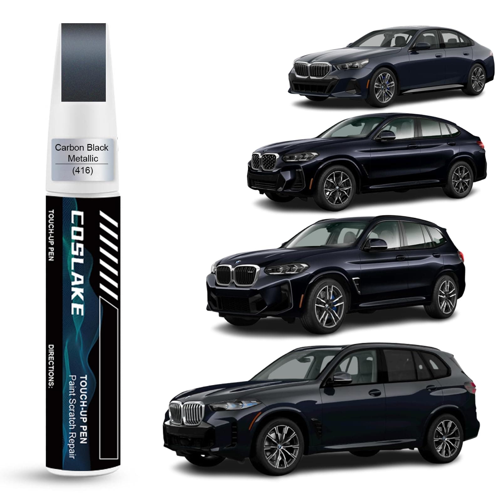 Car Touch Up Paint(Carbon Black Metallic(416)) for BMW, Car Paint Scratch Repair Kit, Quick & Easy Solution to Repair, 2 in 1 Scratch Remover Pen with Color-Matched