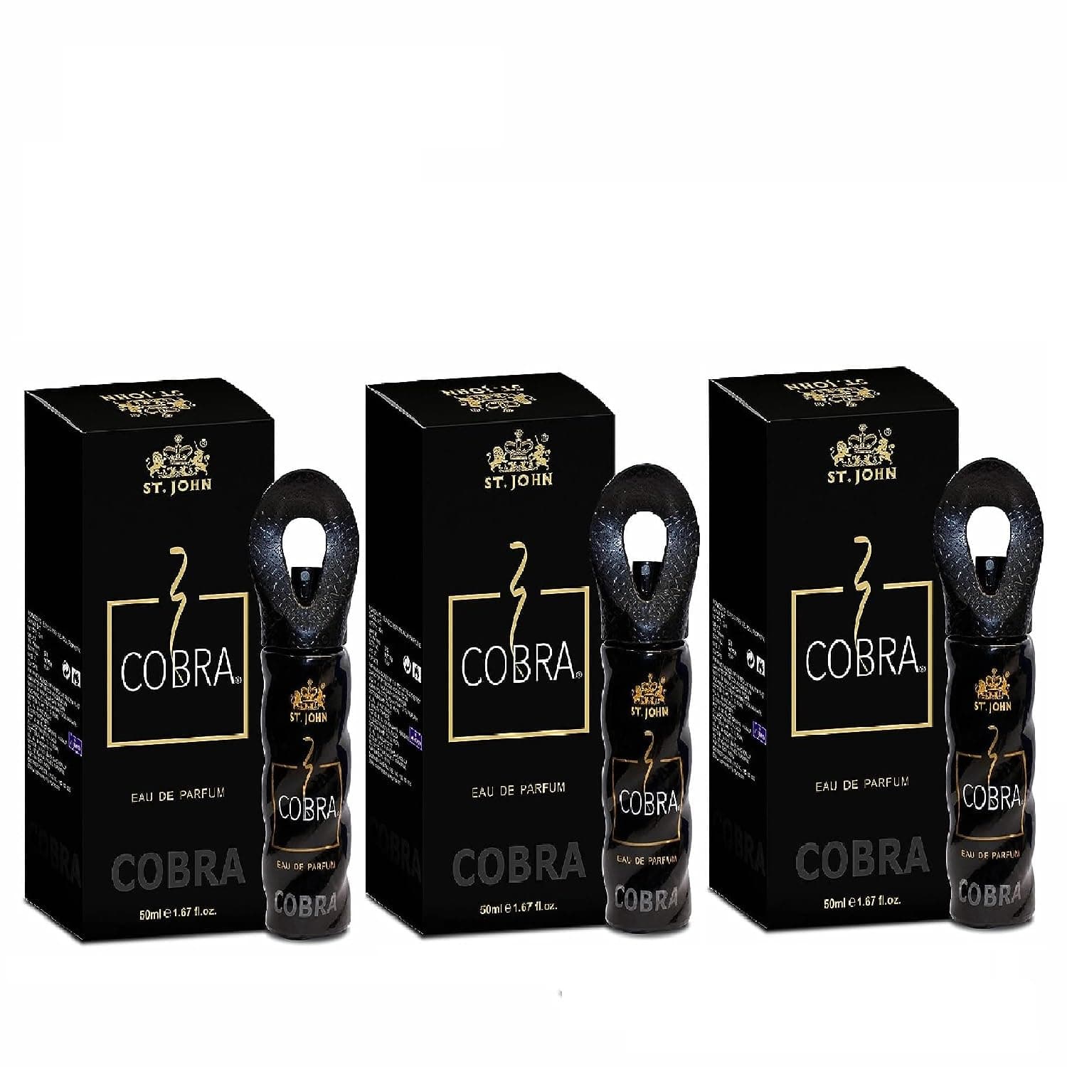 ST.JOHN Perfume For Men, Long Lasting Fragrance, Irresistible Scent, Fresh and Soothing Men Perfume, Eau De Parfum, COBRA Classic Perfume Body Spray 30ml (Pack of 3)