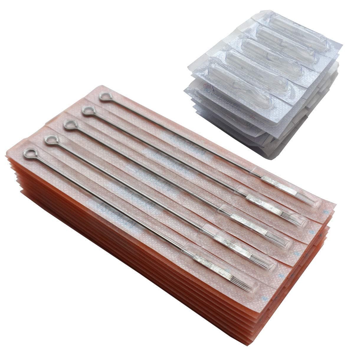 50pcs Disposable & Sterilized Tattoo Needles 13 Curved Magnum (13RM) and 50pcs Professional Sterile Plastic Disposable Clear Tattoo magnum Tips (1213RM)