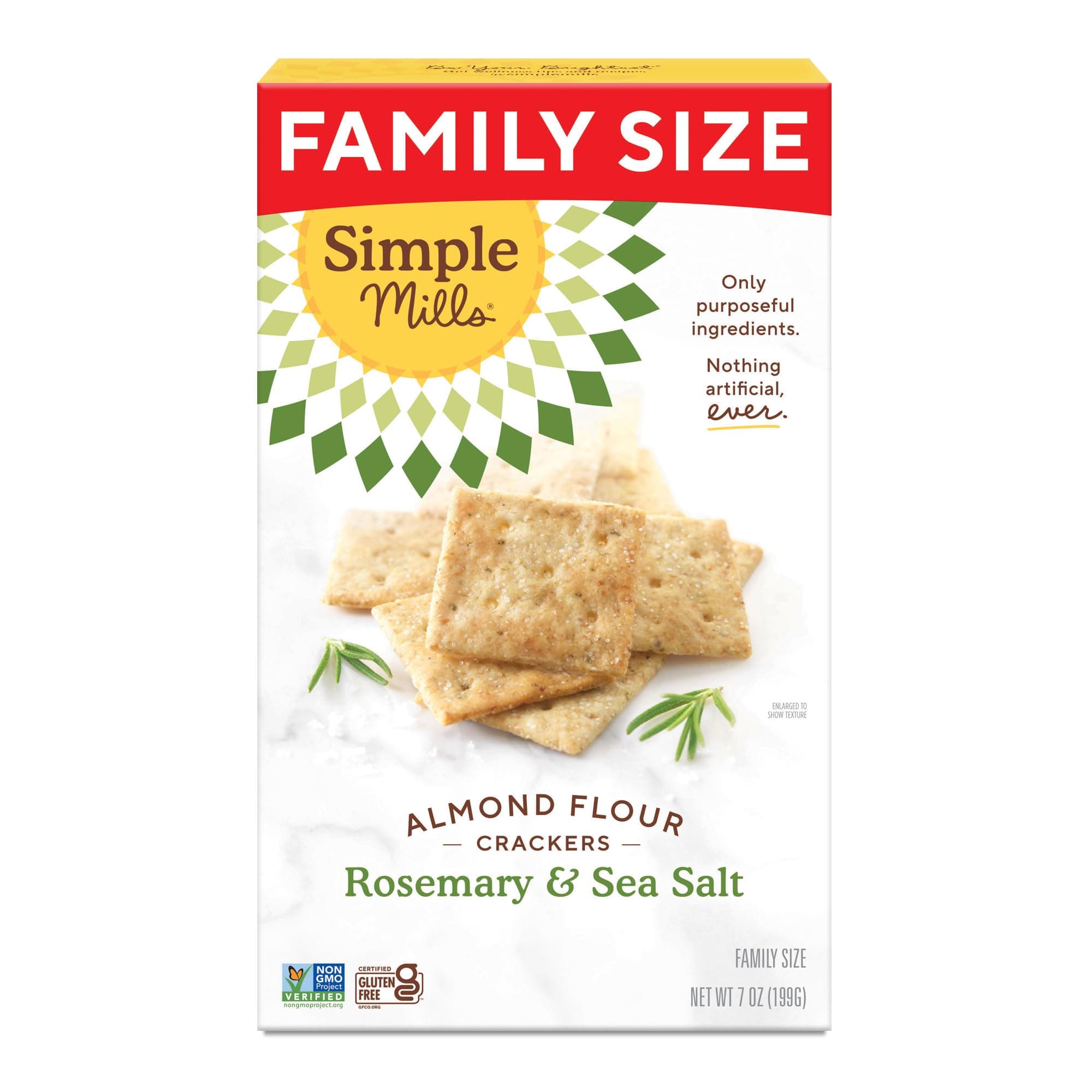 Almond Flour Crackers, Family Size, Rosemary & Sea Salt - Gluten Free, Vegan, Healthy Snacks, 7 Ounce (Pack of 1)
