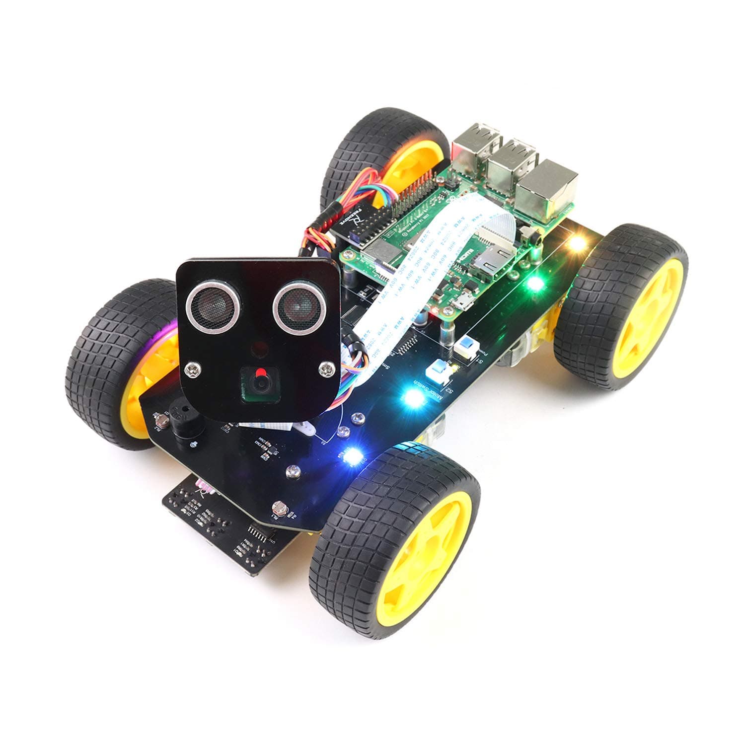 Freenove 4WD Smart Car Kit for Raspberry Pi 5 4 B 3 B+ Zero 2W, Face Tracking, Line Tracking, Light Tracking, Obstacle Avoidance, App Control, Camera, Servo (Raspberry Pi Not Included)