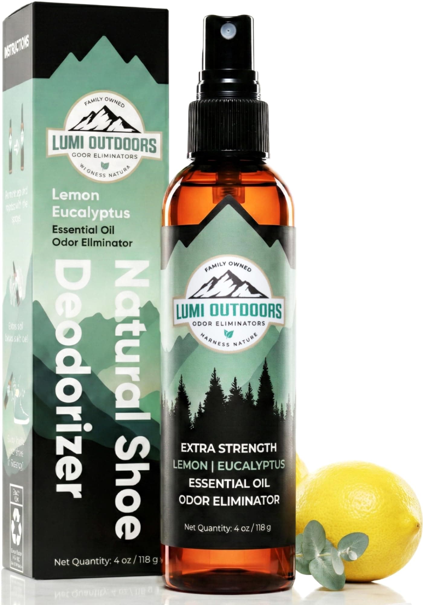 Natural Shoe Spray and Foot Odor Deodorizer - Extra Strength - Uses Essential Oils As Organic Deodorant - Highest Concentration - Great for Athletes